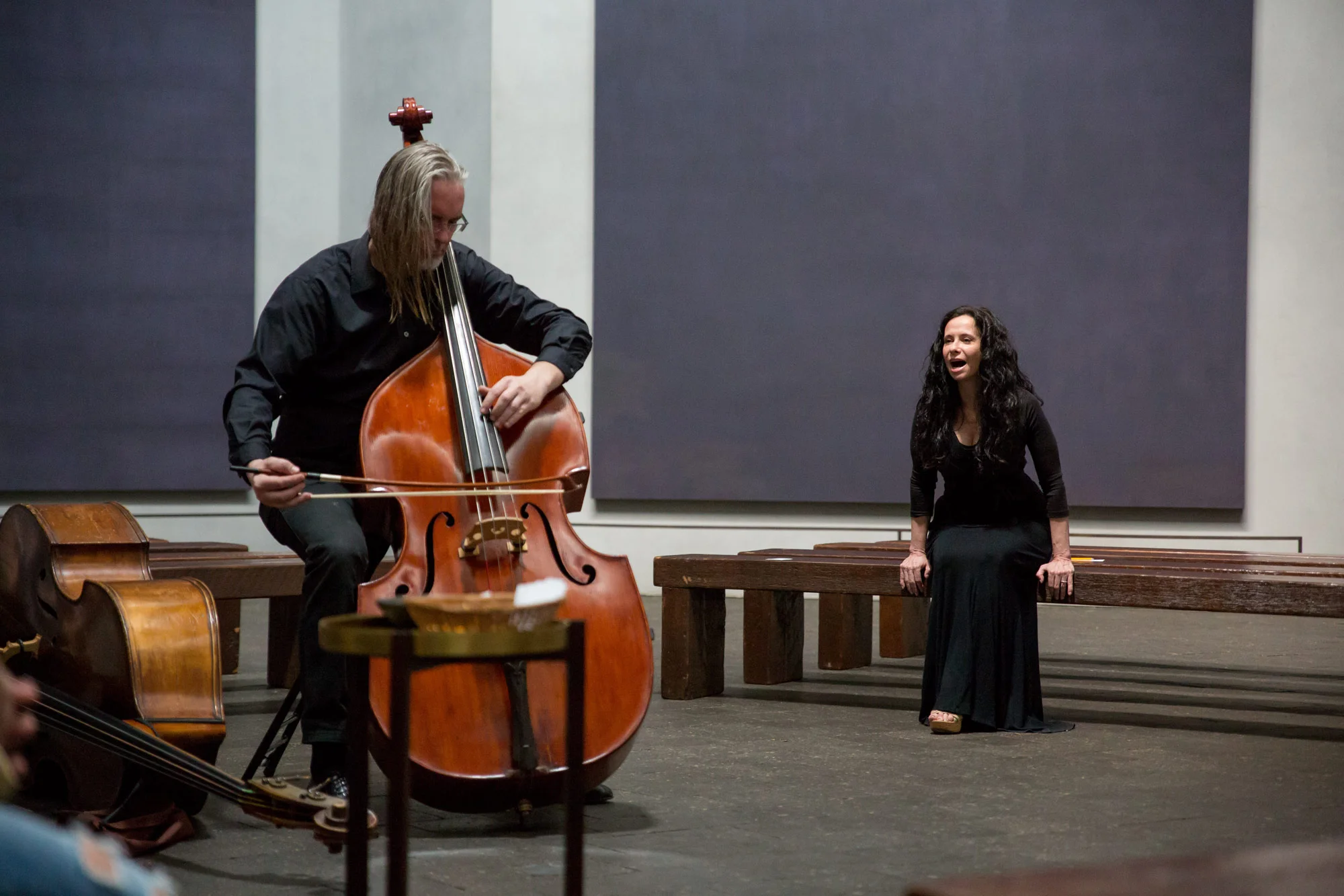 Anecdote of the Spirit at The Rothko Chapel. Misha Penton, soprano & concept. Thomas Helton, double bass. MenilFest 2017. Photo: Runaway Productions