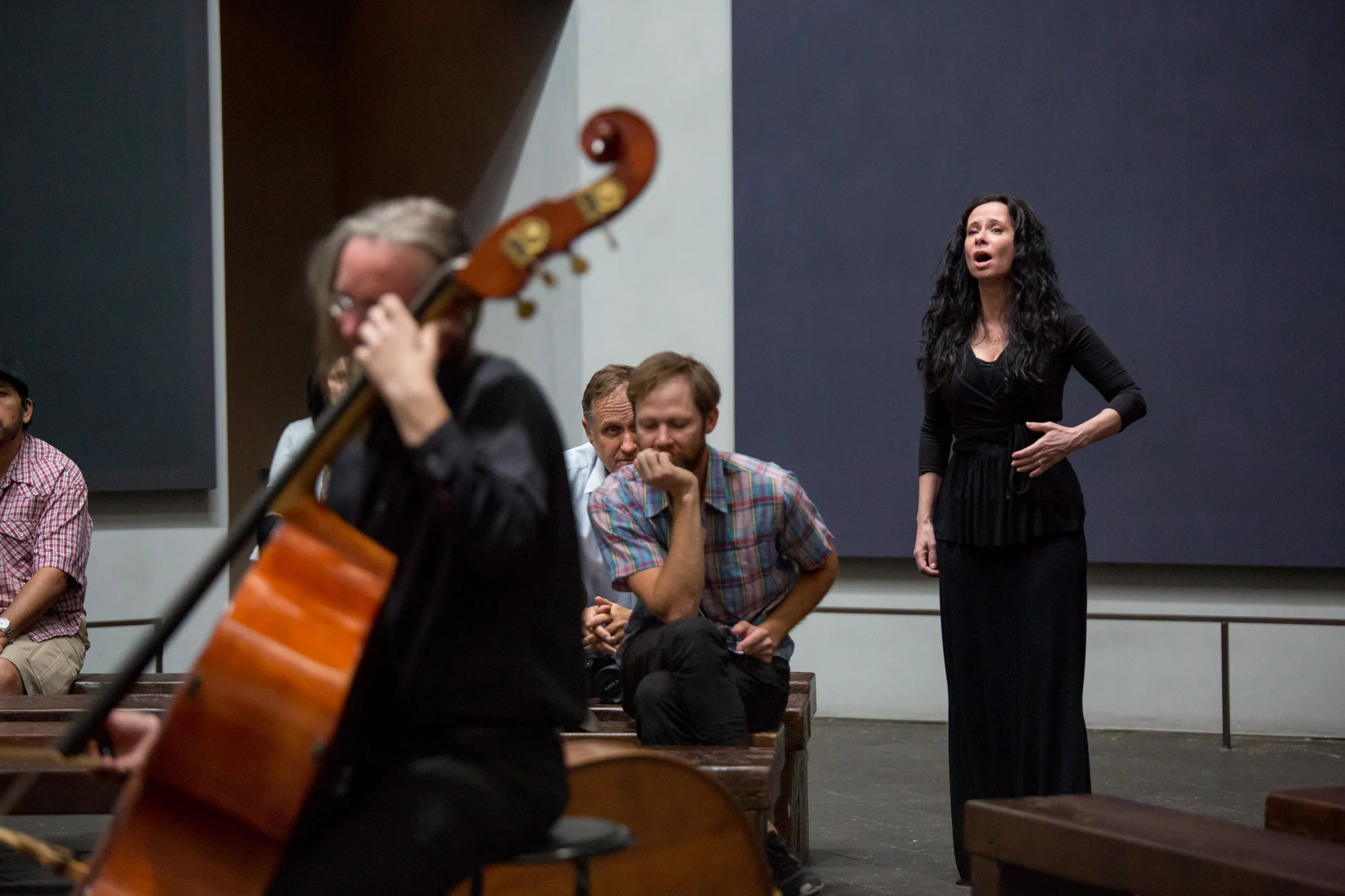 Anecdote of the Spirit at The Rothko Chapel. Misha Penton, soprano & concept. Thomas Helton, double bass. MenilFest 2017. Photo: Runaway Productions