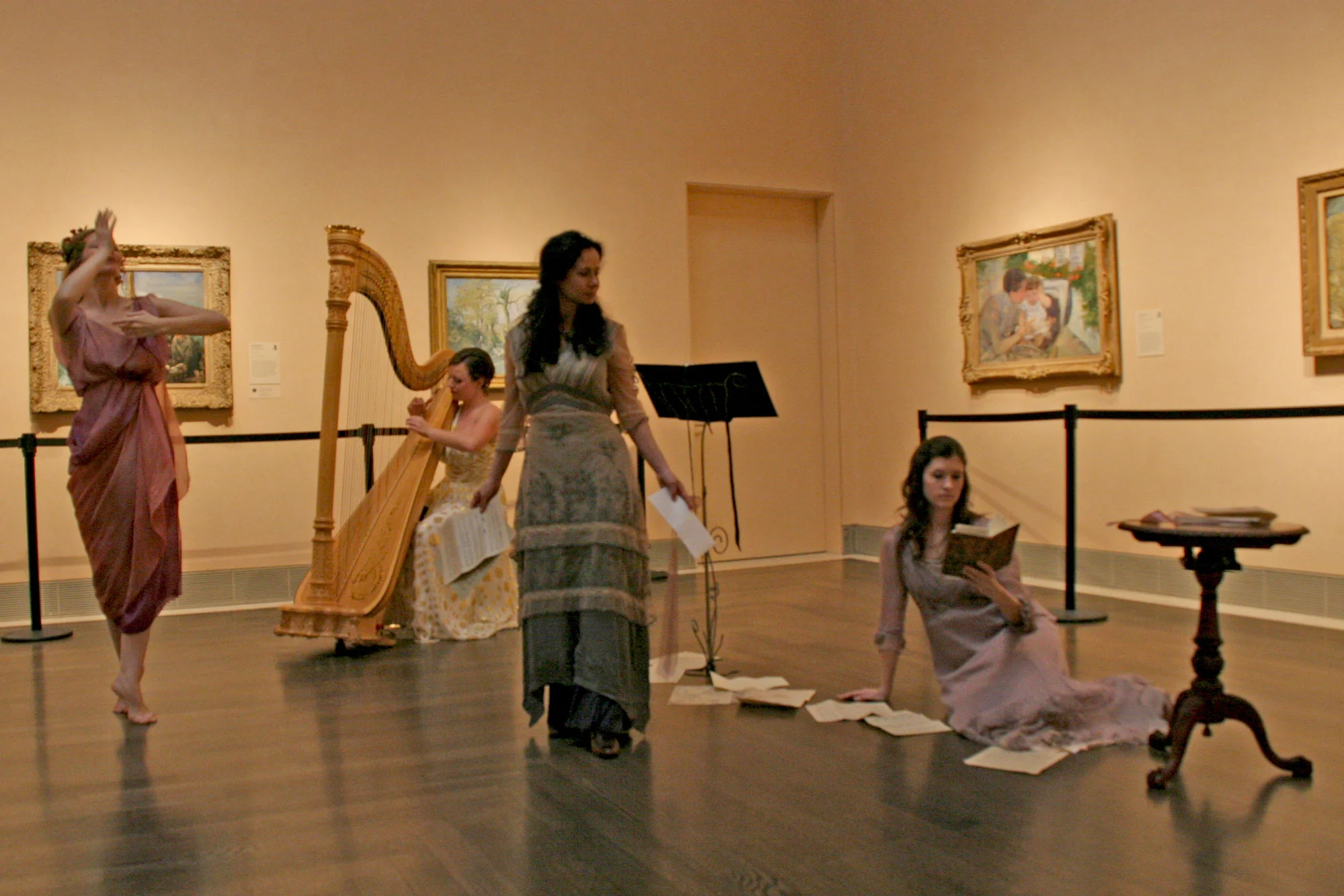 Voix et Harpe , French art song, poetry and dance at the Museum of Fine Arts Houston. Misha Penton, soprano, concept, artistic director, translations. Meg Brooker, dancer and choreographer. Joanna Elliot Whitsett, harp. Miranda Carol Morris, actor