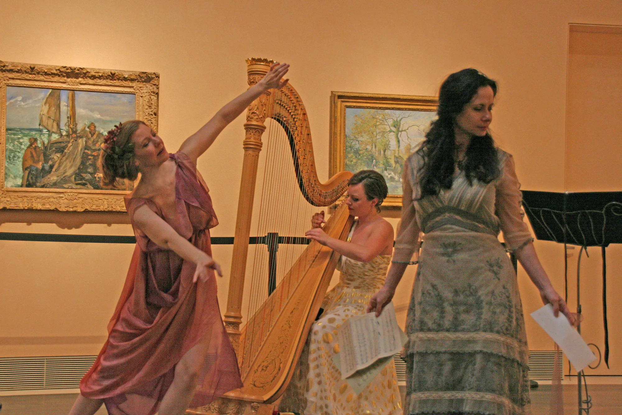Voix et Harpe , French art song, poetry and dance at the Museum of Fine Arts Houston. Misha Penton, soprano, concept, artistic director, translations. Meg Brooker, dancer and choreographer. Joanna Elliot Whitsett, harp. Miranda Carol Morris, actor