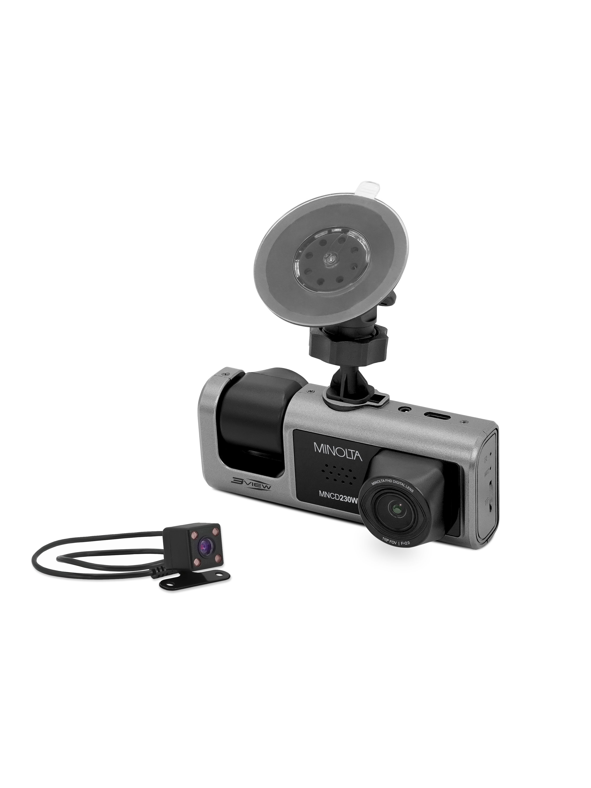 3VIEW® MNCD230WT 1080P Dash Camera w/3-Channel Recording with WiFi