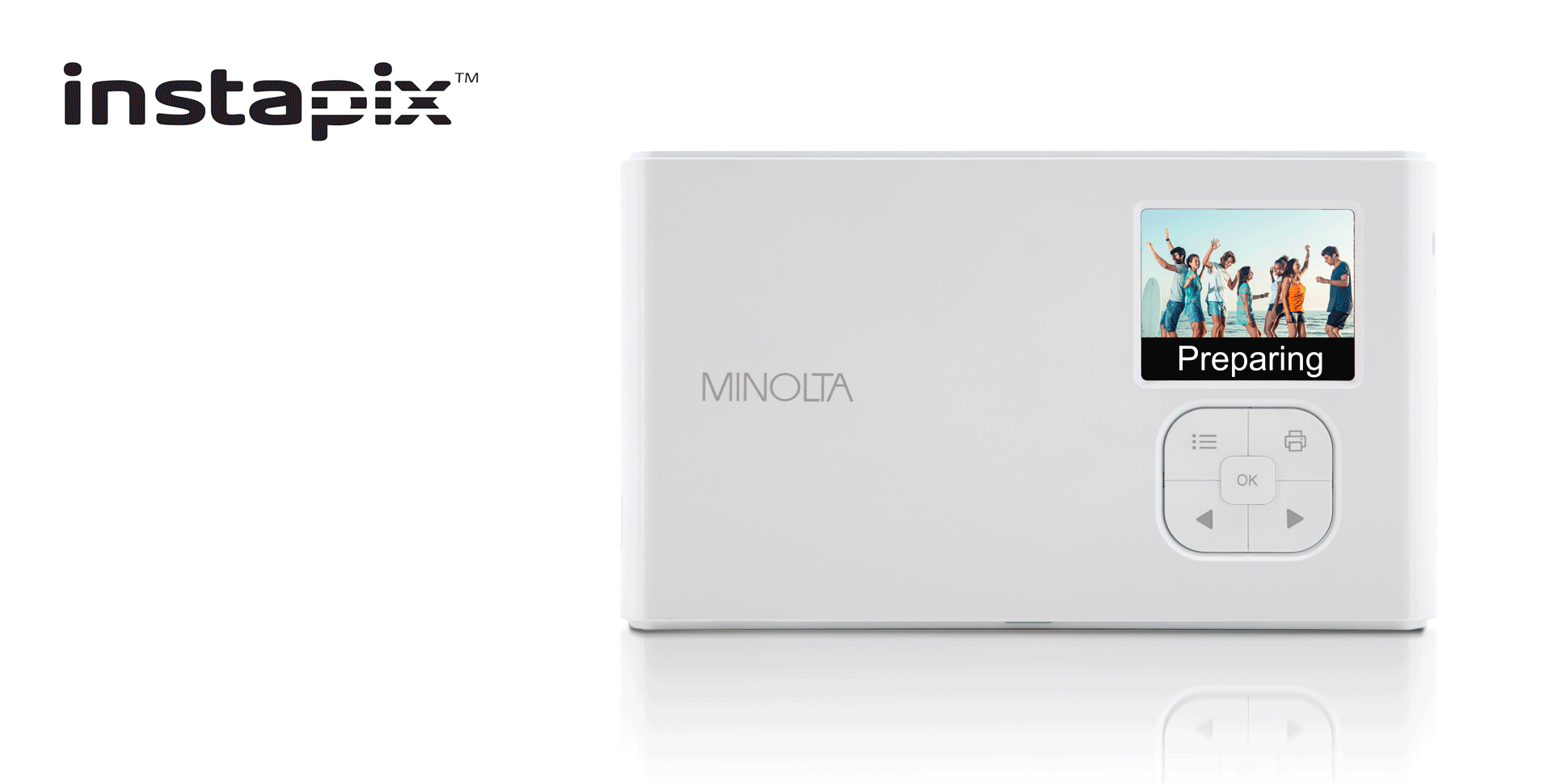 Simulated printing process of instapix™. Entire printing process completes in under 50 seconds.