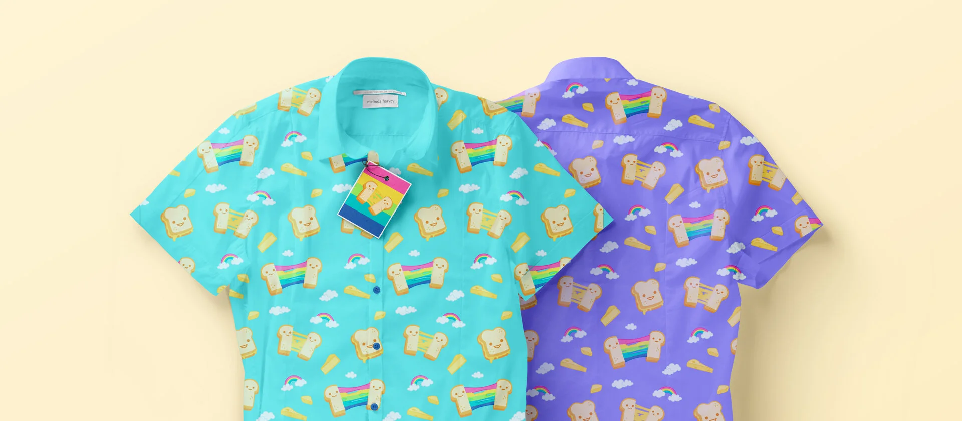 Shirt pattern designs - day and night versions.