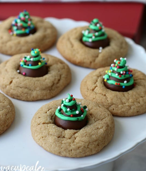 Christmas Tree Peanut Butter Blossoms