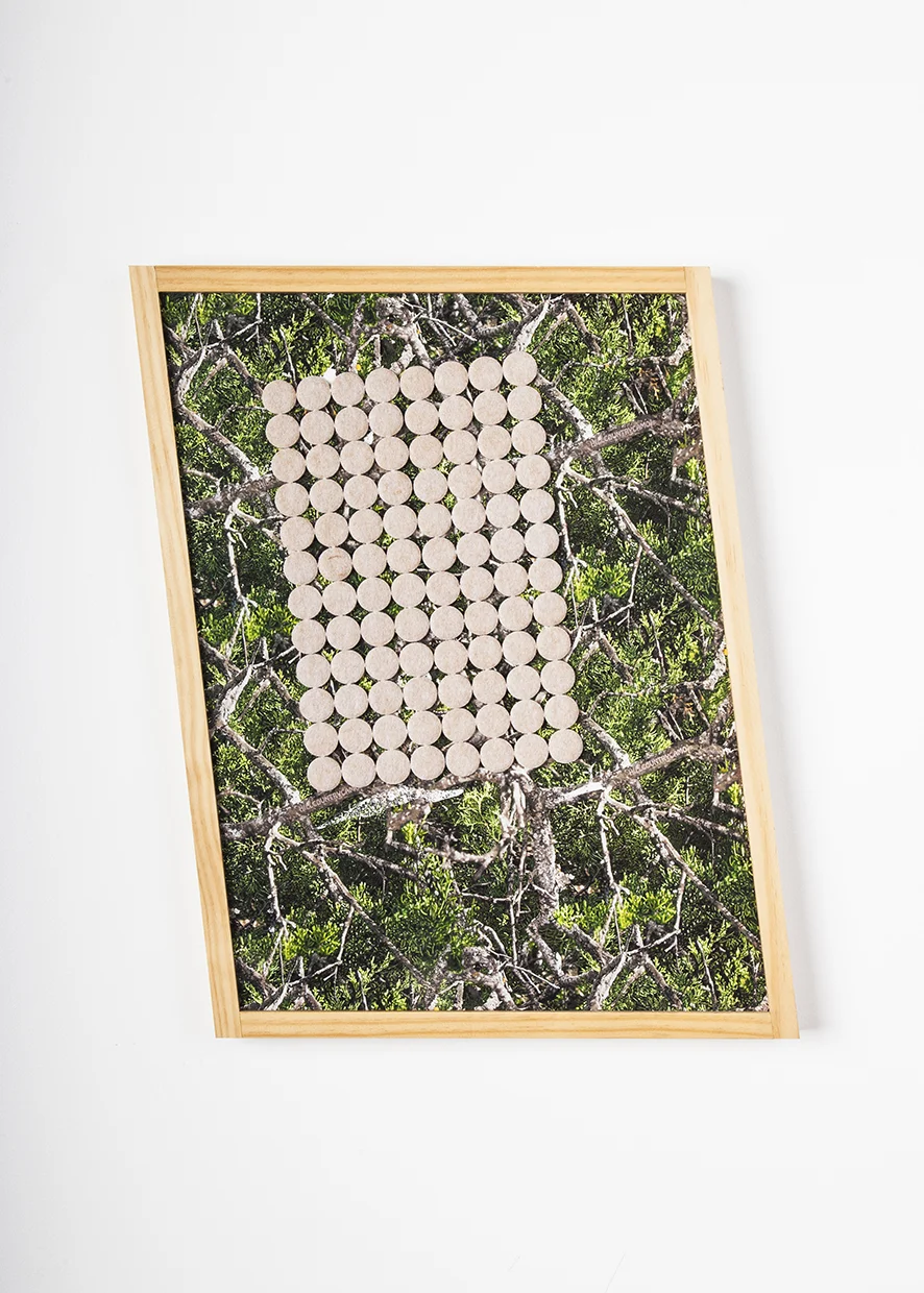  Untitled, 2016 Hydrodipped panel, felt pads, artist’s frame 