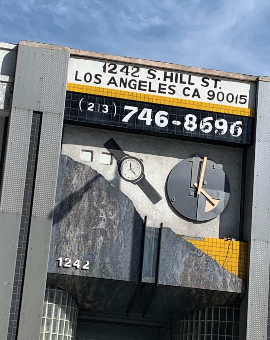  Research project documenting clocks in public infrastructure around Los Angeles.  Project created in collaboration with  Angella d' Avignon  and Jared Dyer.  Clock address: 1242 S. Hill Street 
