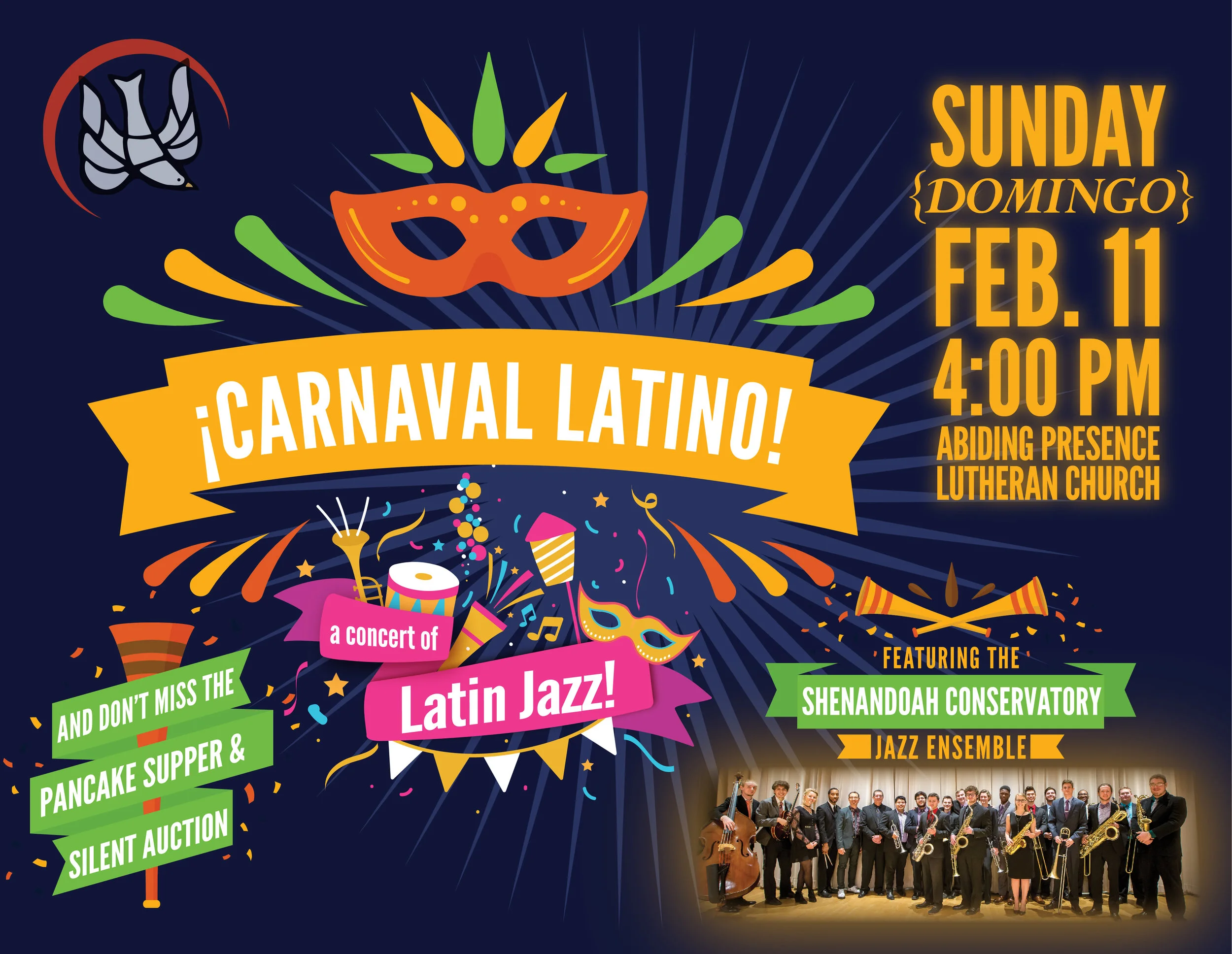 ¡Carnaval Latino! Free Latin Jazz Concert, Pancake Supper, and Silent Auction for Mardi Gras