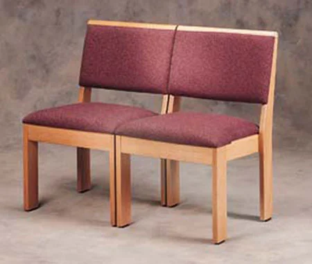 An example of the style of chairs (fabric color will be blue and wood color will be darker). Click here to learn more about New Holland Church Furniture , our Sanctuary furniture maker.