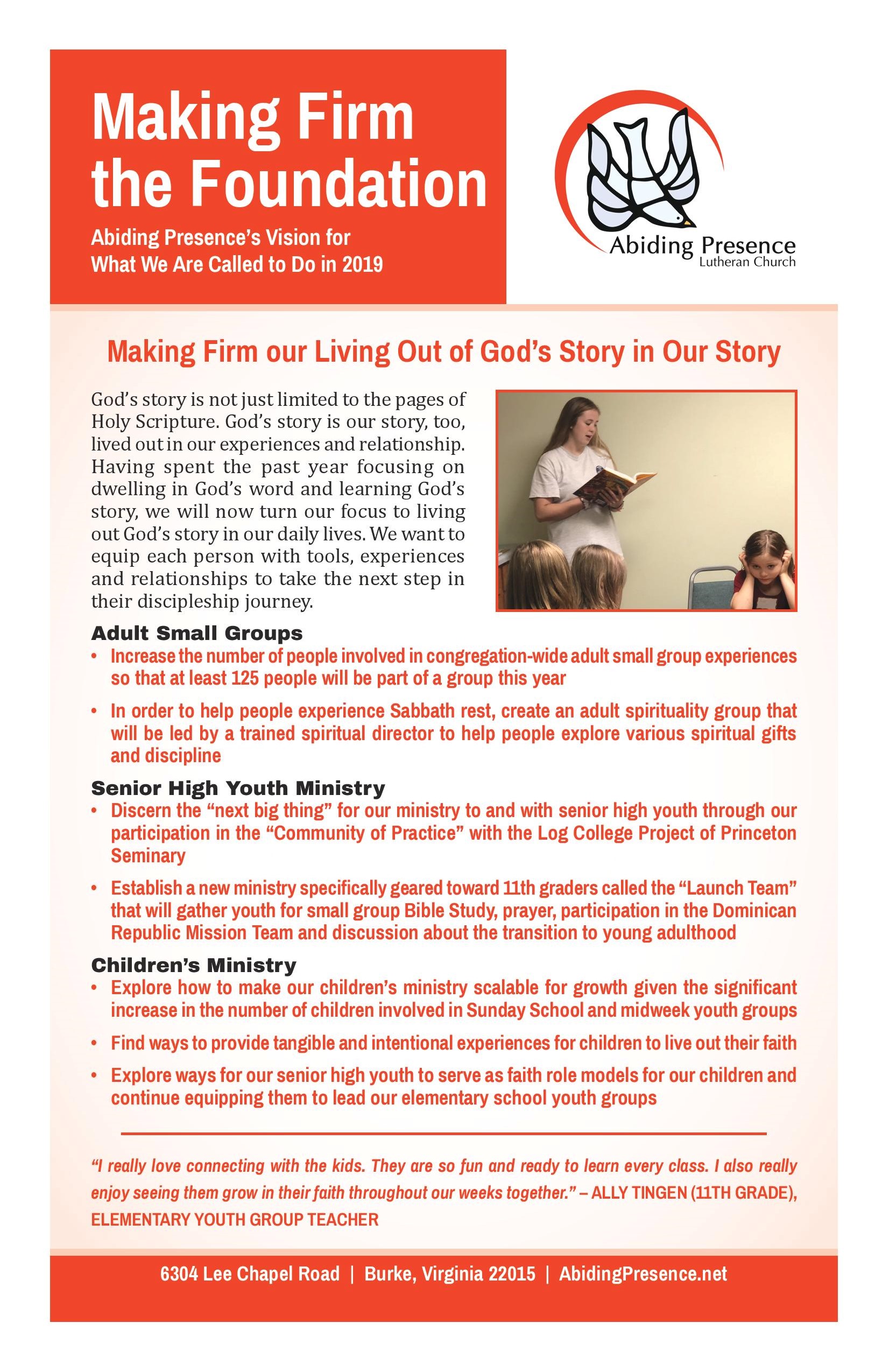 Making Firm Our Living Out of God’s Story in Our Story