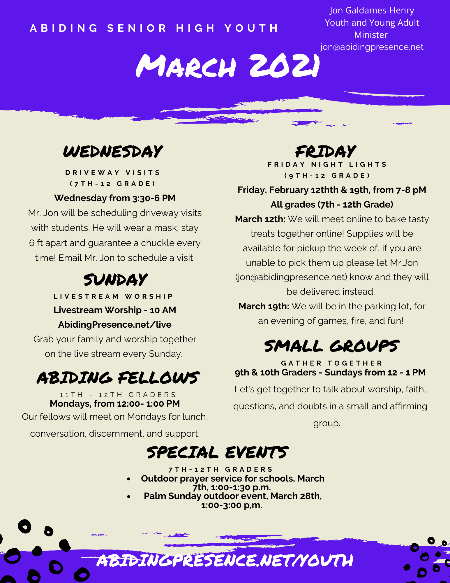 Sr. High Youth Month Of March 