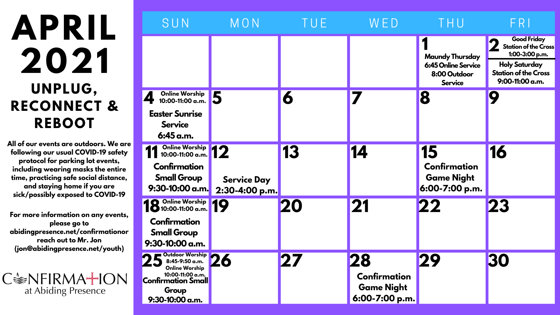 Confirmation Month Of April 