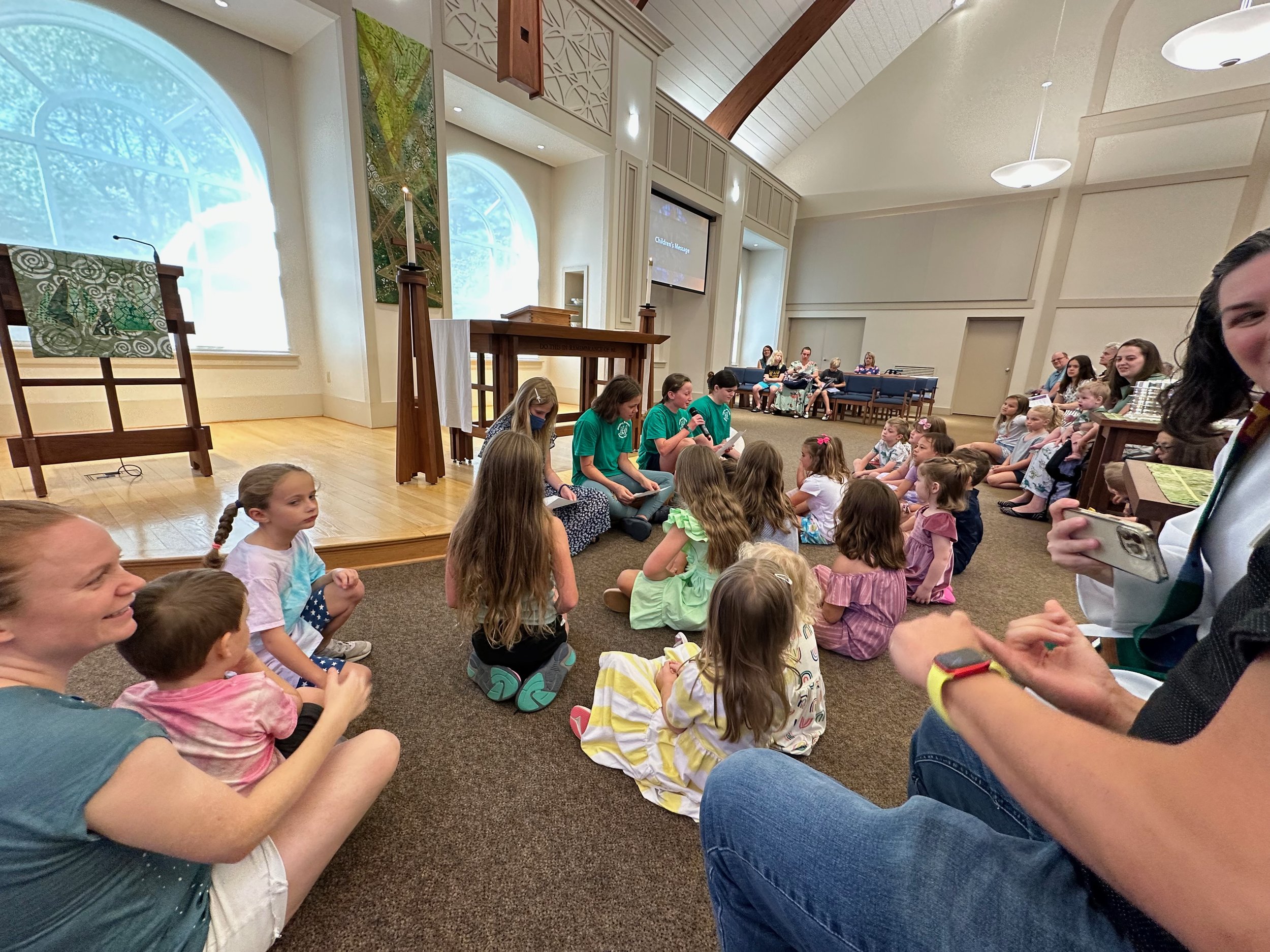 Summer 2023 CITs give the Children's Message on a Sunday Morning