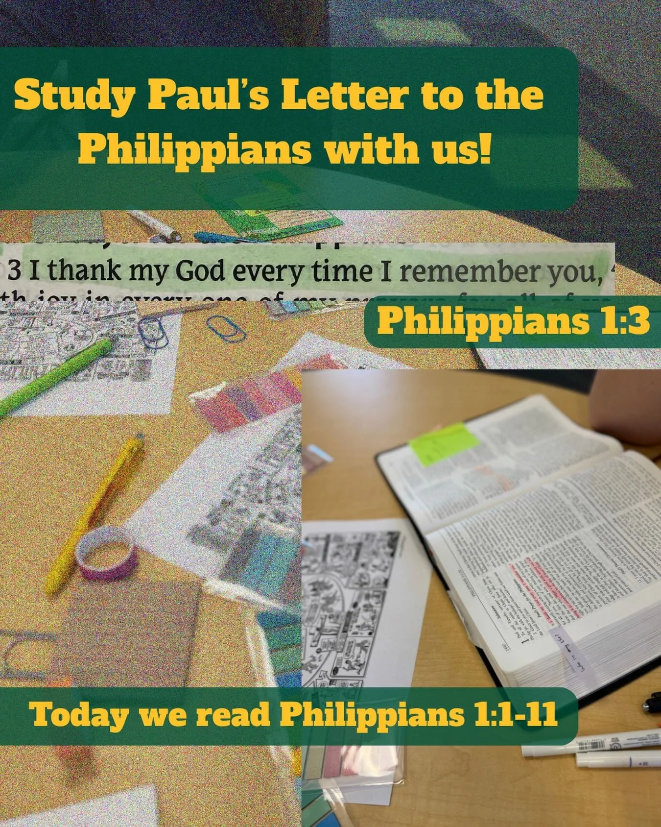 Today at our lunch Bible studies we started reading Paul&rsquo;s letter to the Philippians. Join us on Oct 21  at noon to continue studying with us. Check back here for a location #abidingtogether #gmu