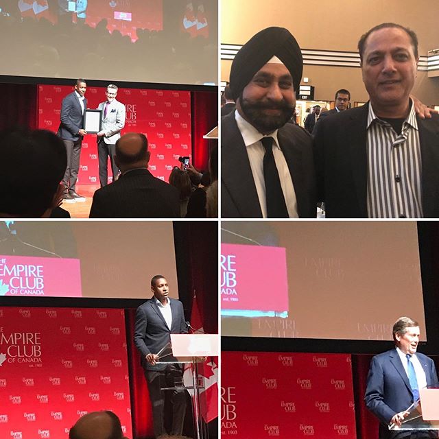 Sam Sehota at The Carlu to celebrate not only excellence in sport but, also excellence in nation building, in making Canada the best place to live, work and pursue your dreams in the world.  The Empire Club of Canada launched  the Nation Builder of t