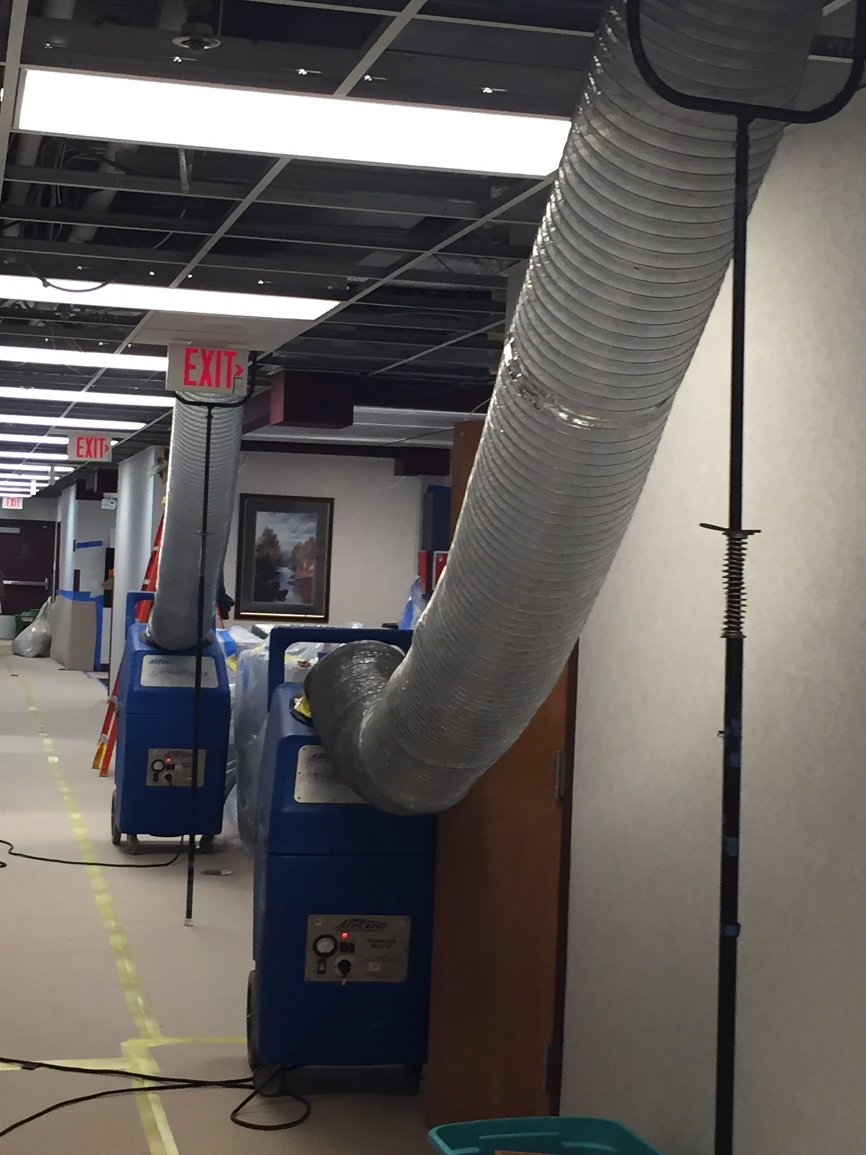 Air duct cleaning machines in a hospital