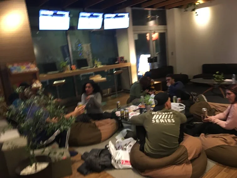 A very drunk/blurry photo of our hostel haha.