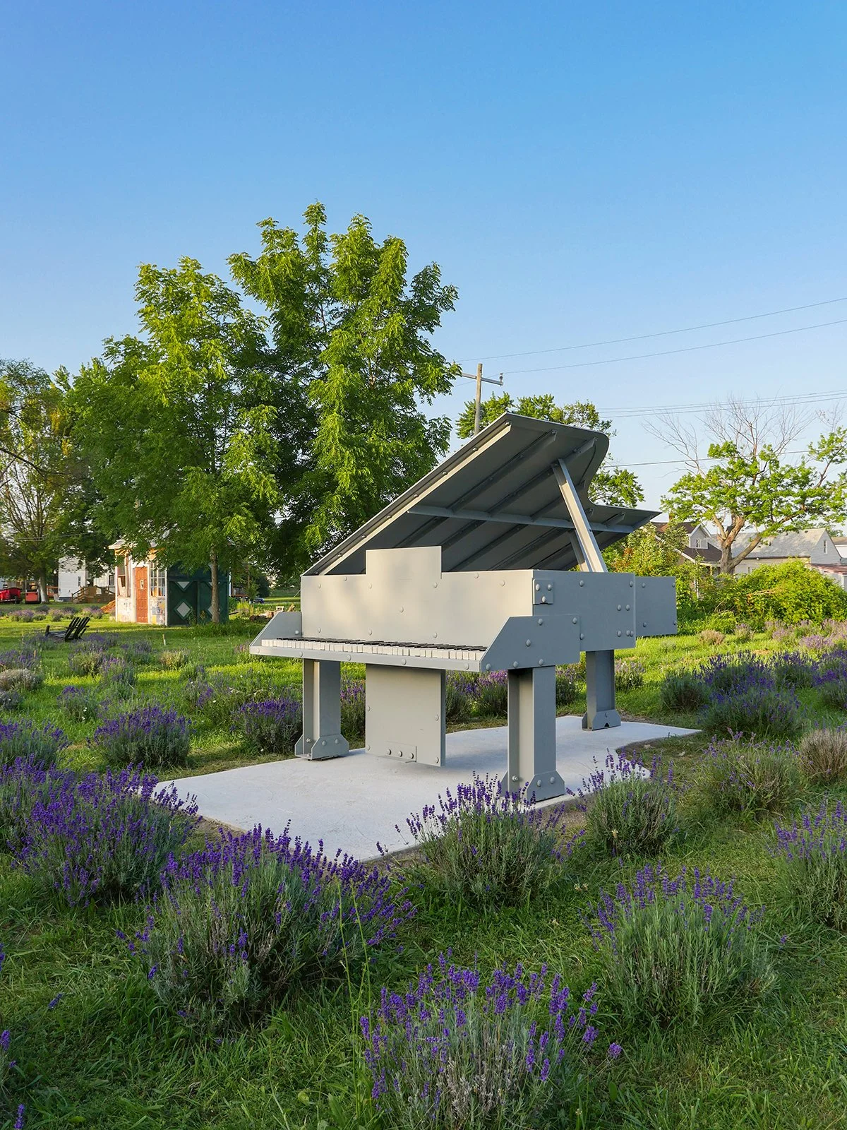   Cover Song (for Robert Cumming),  an I-Beam and steel sheet piano with a glazed ceramic keyboard, is my first permanent public work.   It will reside in perpetuity in Detroit’s Lavender Country, a community garden, event space, and lavender field. 