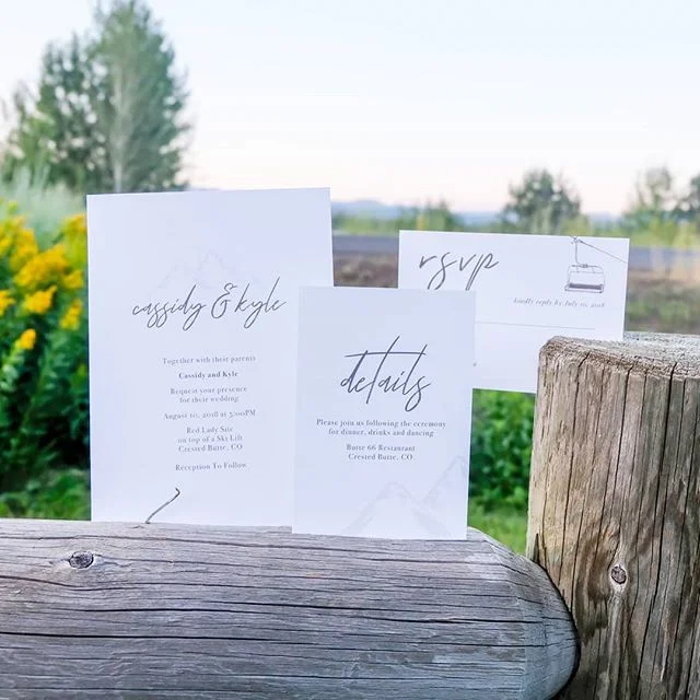 Take me to the Mountains 🐐
.
Thank you to @cassidy.southard for including me in your very special day!!
.
#yourdayyourway #paperlove
#prettypaper #thesnailmailcomeback #loveyourpaper #weddingdaypaper