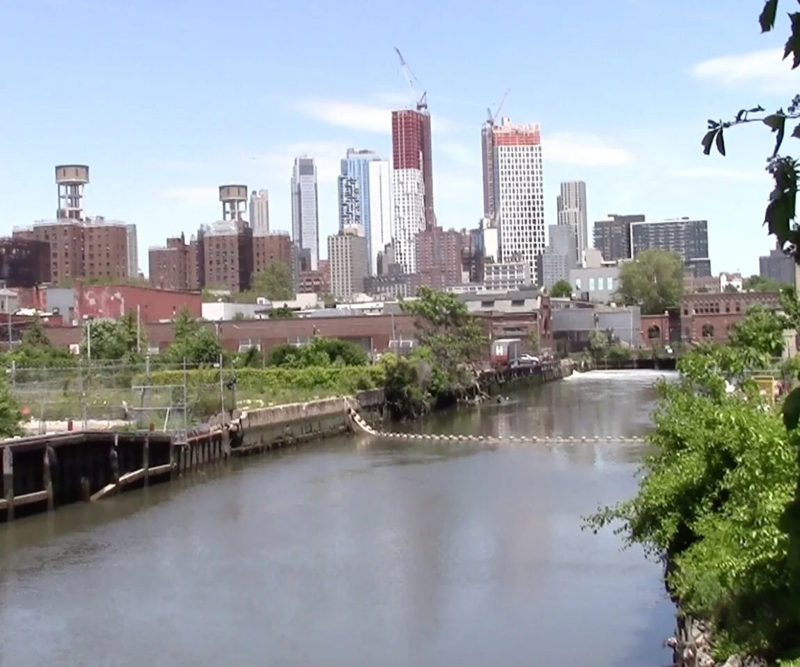 View of the the Gowanus Canal from the Union Street bridge looking northward.