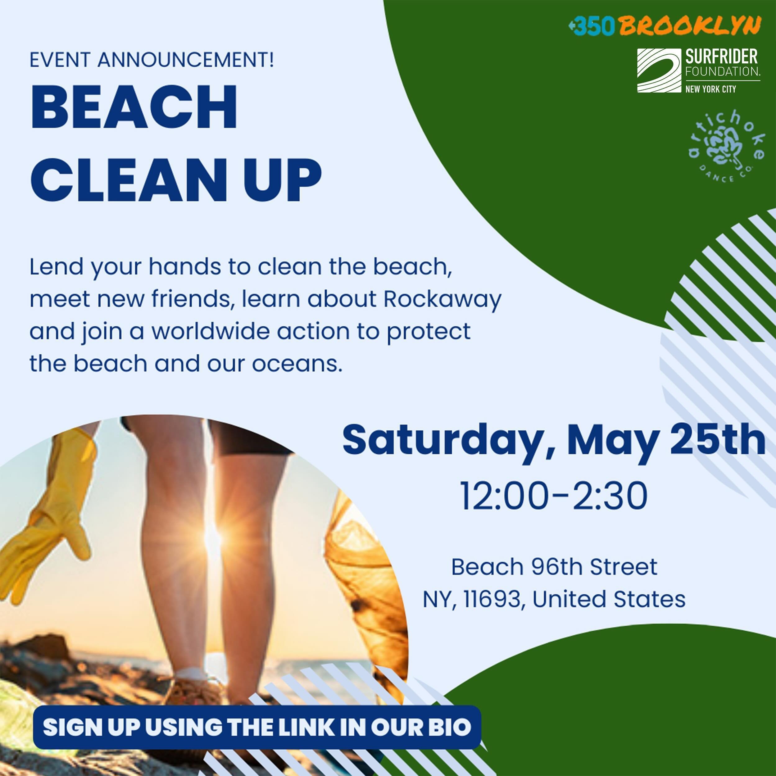 We are so excited to announce our first event from our Perils of Plastic series in partnership with 350Brooklyn and SurfriderNYC! ☀️🏝️

🌎Join us at Rockaway Beach at 96th St. from 12pm to 2:30pm on Saturday May 25th to give a hand in picking up tra