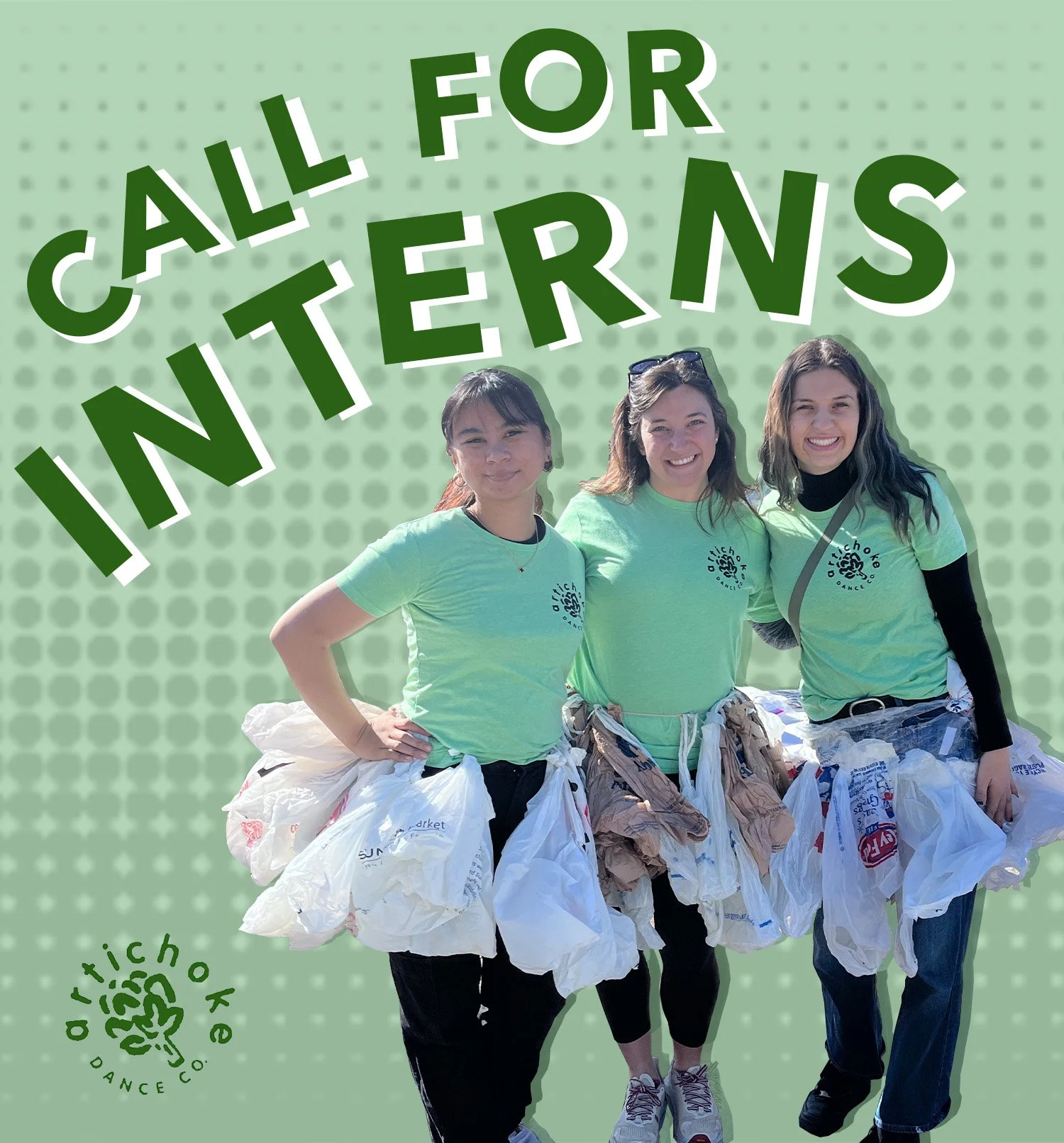 🌟CALL FOR INTERNS🌟 Swipe to learn more ➡️

This internship is the perfect opportunity for college-aged and recent graduates to gain experience in various sectors working for a small dance and eco-arts company. We are seeking individuals with intere