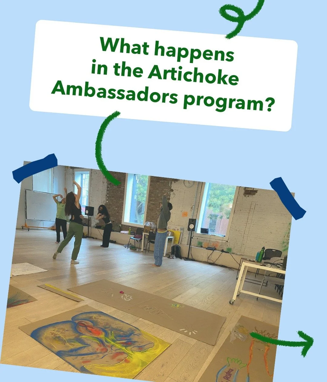 🌎What happens in the Artichoke Ambassadors program? Well, we're glad you asked! 🤩

In our signature online eco-arts training program, each session will look different, but always focus around the needs of the cohort. Swipe through ➡️ to see what we