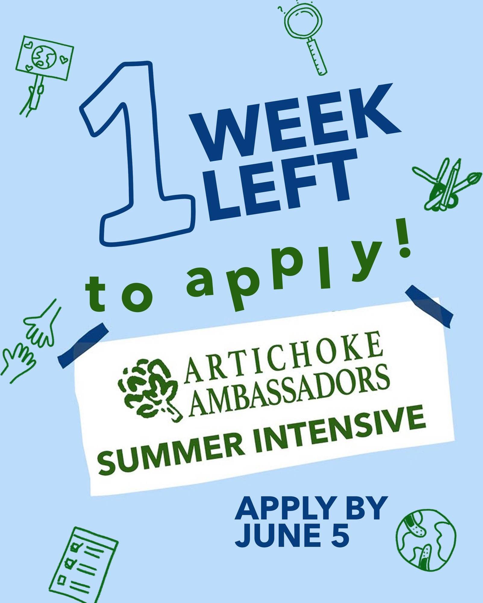 Invest in your arts and activism practices this summer at the Artichoke Ambassadors Summer Intensive! There's only ONE WEEK remaining to apply! 📣

Come join a growing community of Artichoke Ambassadors, guest lecturers from the field, and Company Di