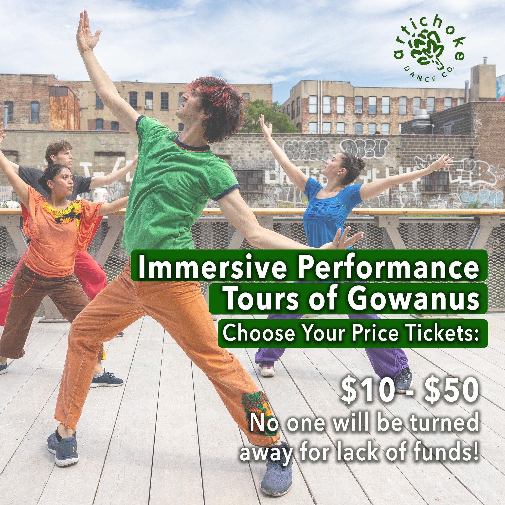 Did you know the tickets for our Immersive Performance Tours of Gowanus are priced on a sliding scale? 🎟 You can choose your own price on the $10-$50 scale for whatever amount feels best for you. 

And if the price still remains a barrier, we encour