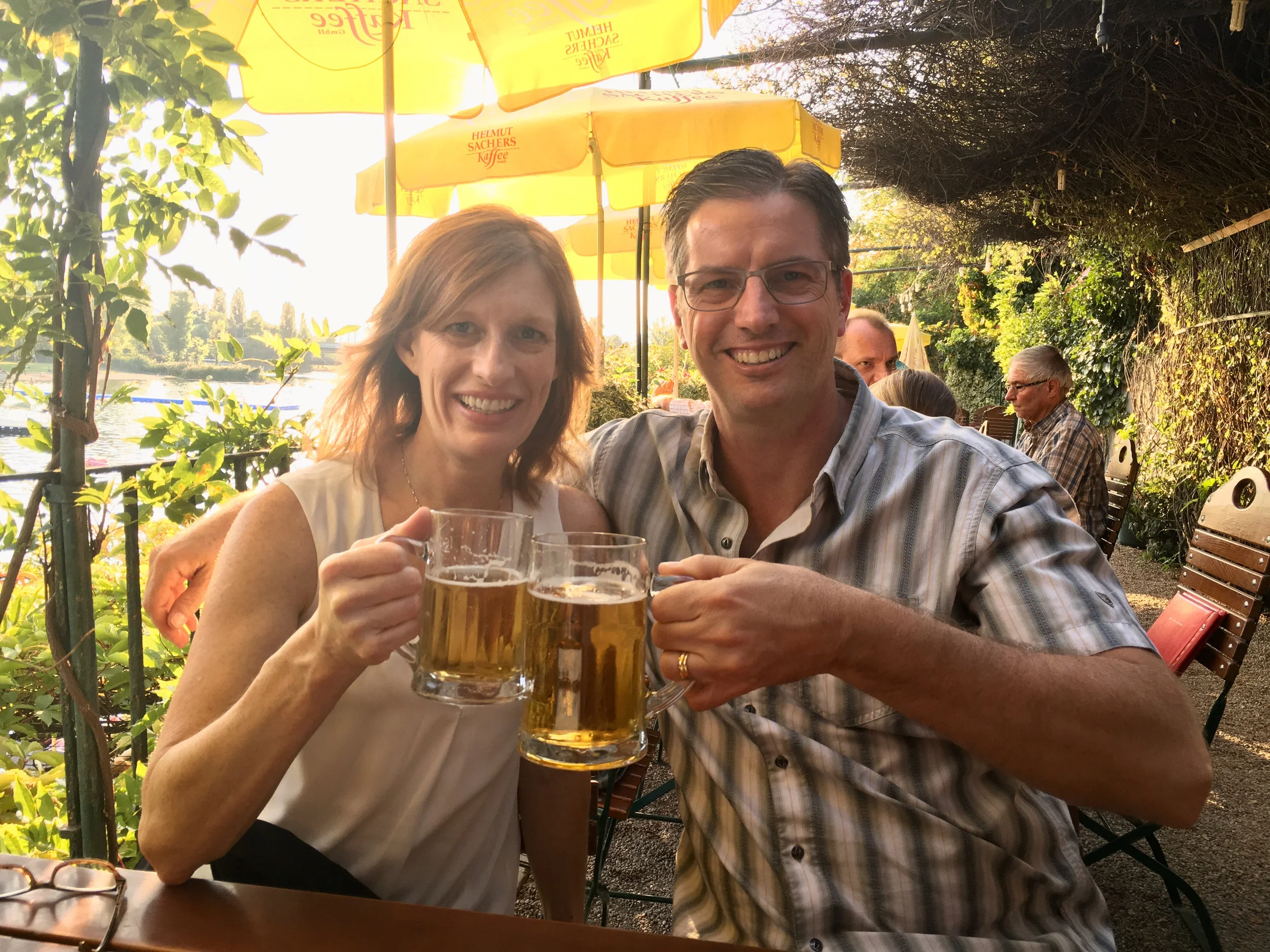 The jet-lagged couple enjoys our first evening in Vienna!