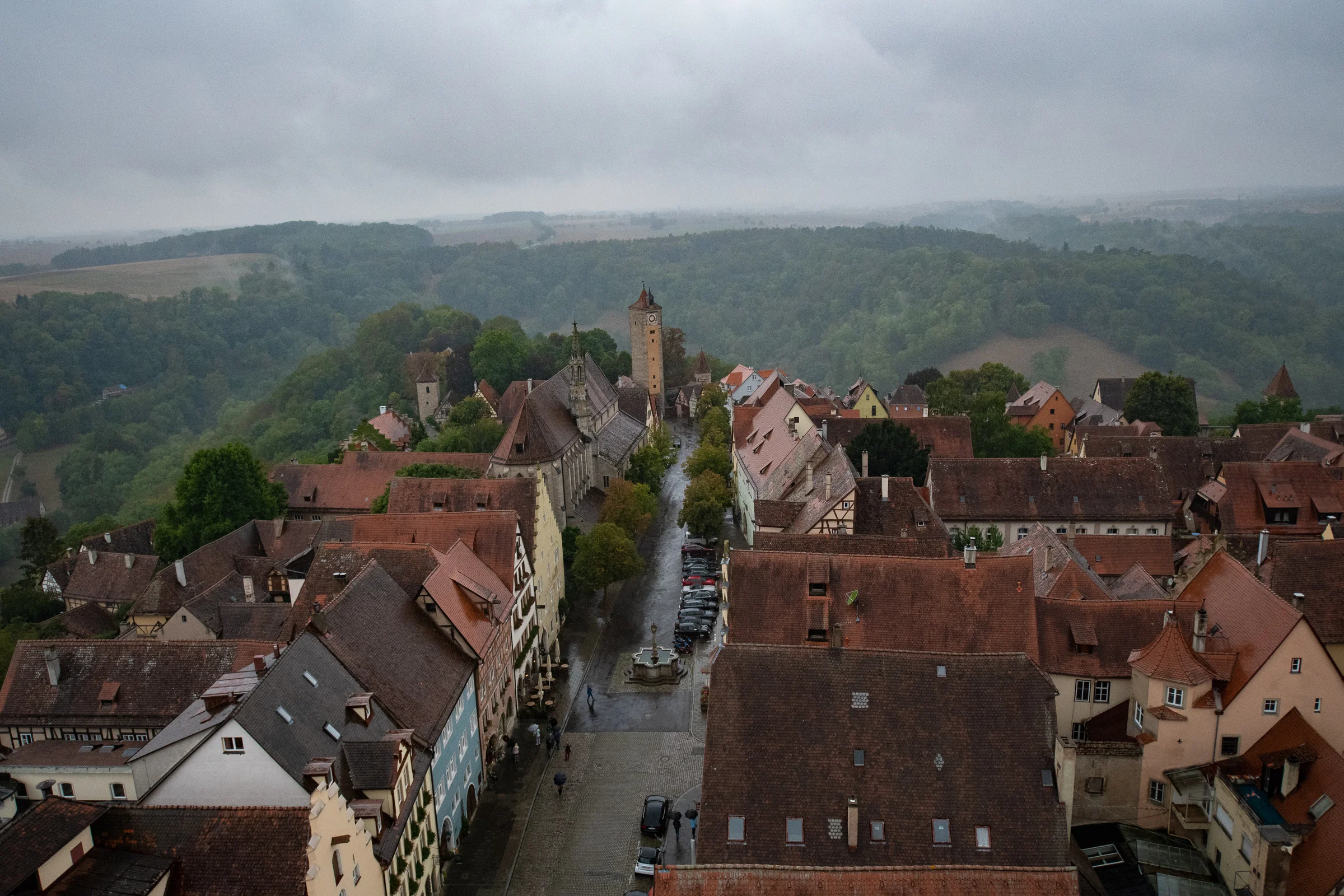 Rainy view toward Castle Gate