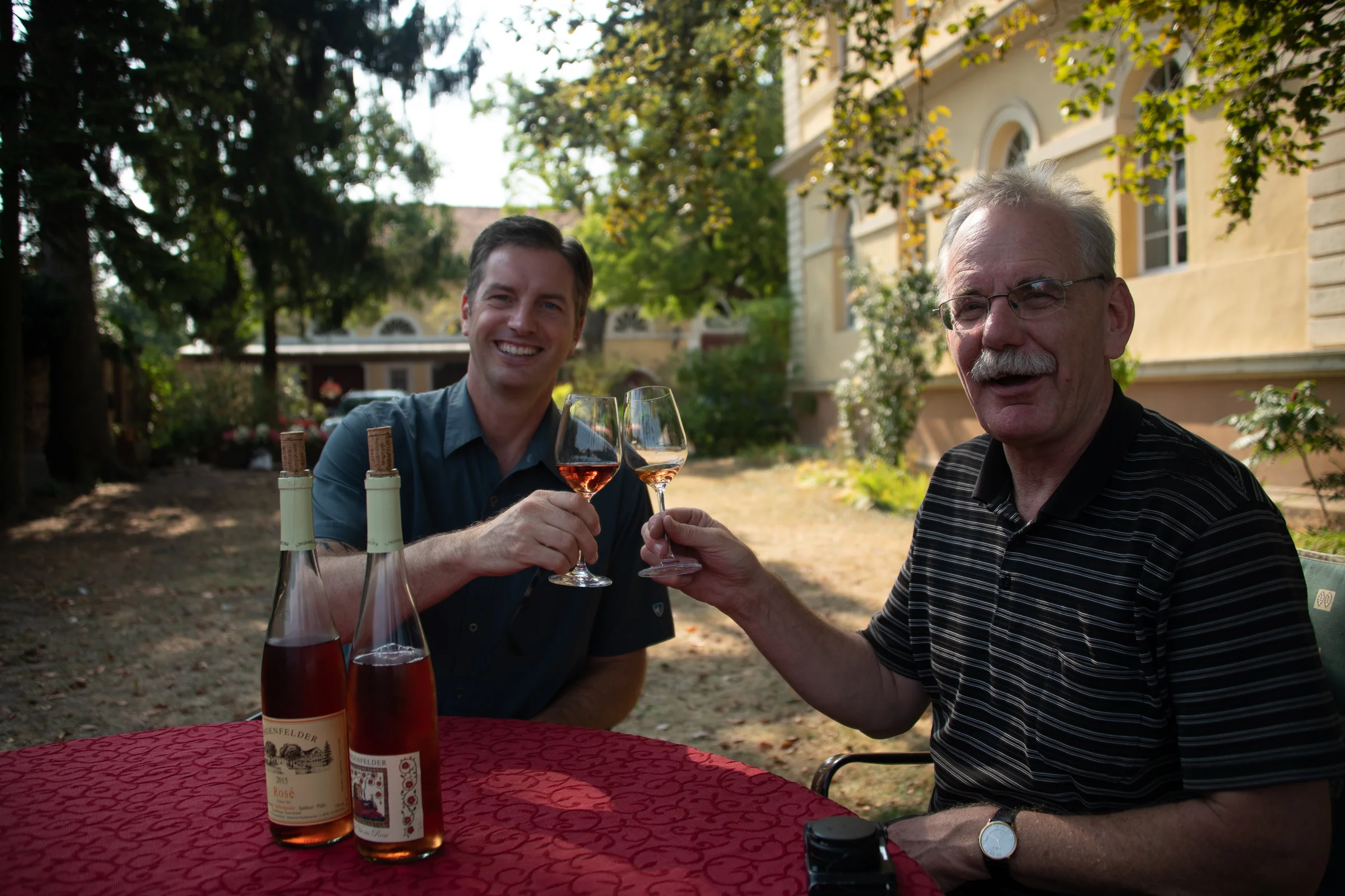 My distant cousin, Rainer Lingenfelder and I enjoying his fabulous Rose’