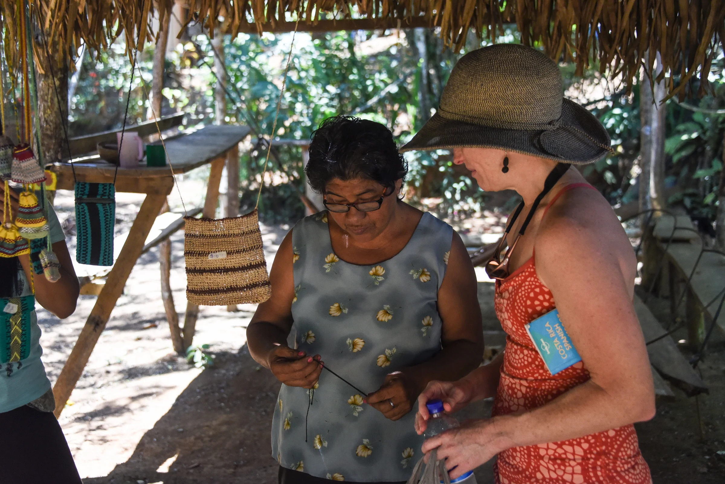 Melissa with an artisan in the Boruca village, Costa Rica