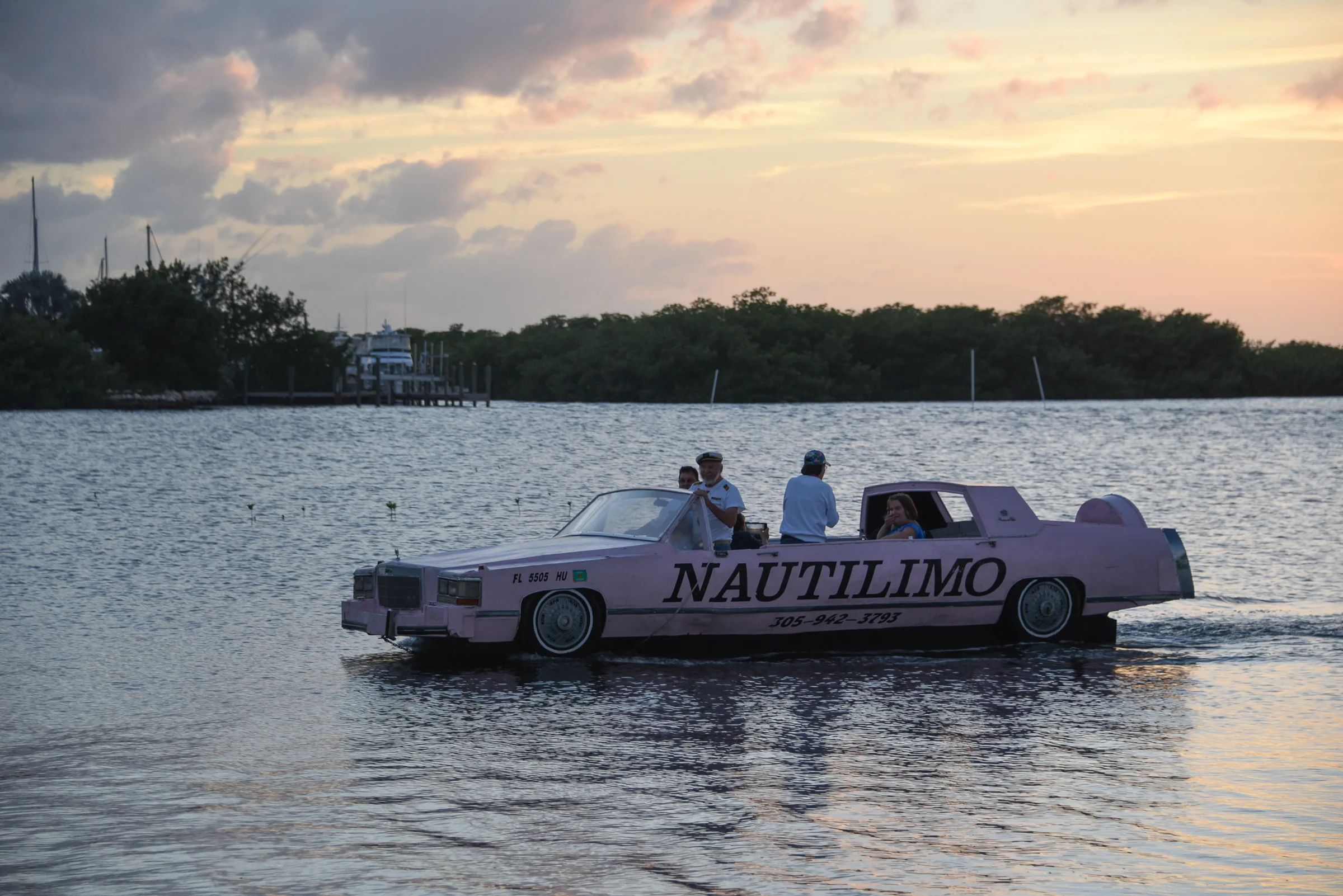 Traveling in Florida - an amphibious Cadillac limo.
