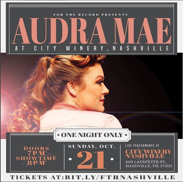 Get your tickets to see @audramaemusic this Sunday night at @citywinerynsh for one night only! You&rsquo;re not going to want to miss this show!