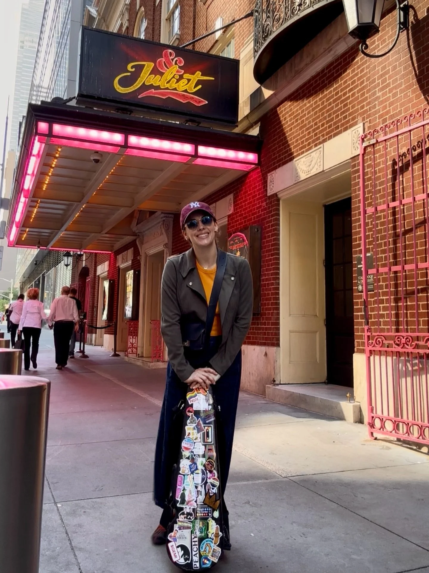 Celebrating 2 years at @andjulietbway 🩷💜This show has given me so much, and I can&rsquo;t believe I get to play with such a killer band (aka The B&amp;) every night! Broadway would be nothing without the amazing @broadwaymusicians and Equity actors