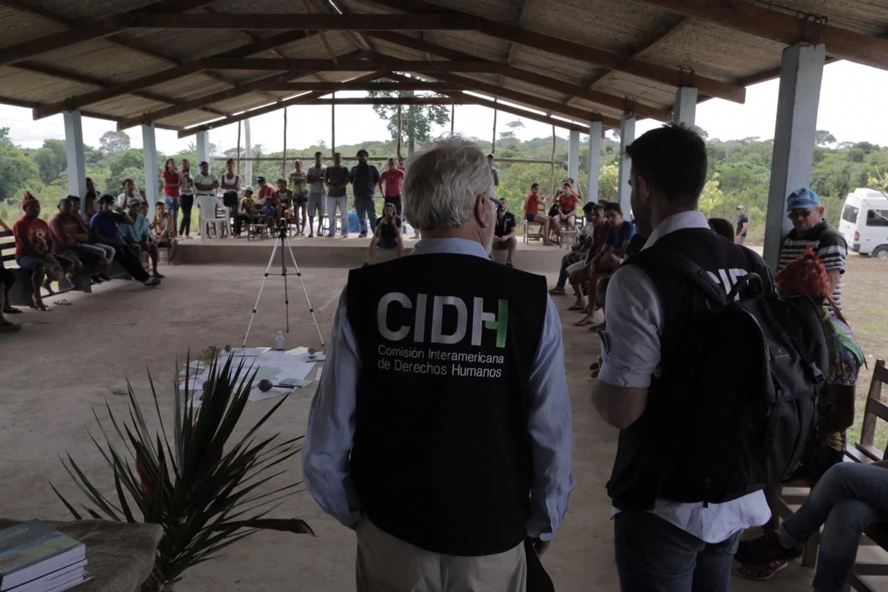 Members of the OAS commission during their visit to the Açaizal indigenous community Santarém. Picture: CIDH