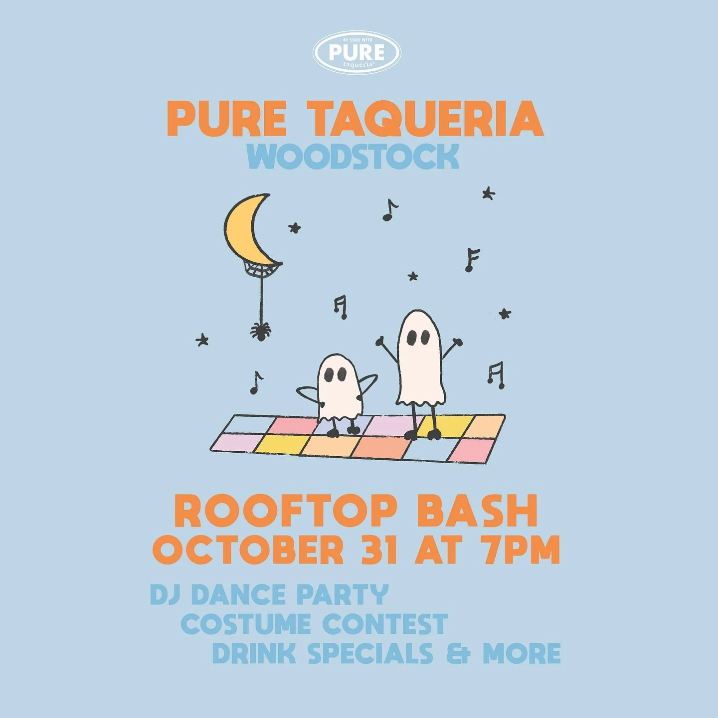 Ready to get spooky, Woodstock? Head up to the rooftop in your best costume for all the PURE vibes!👻