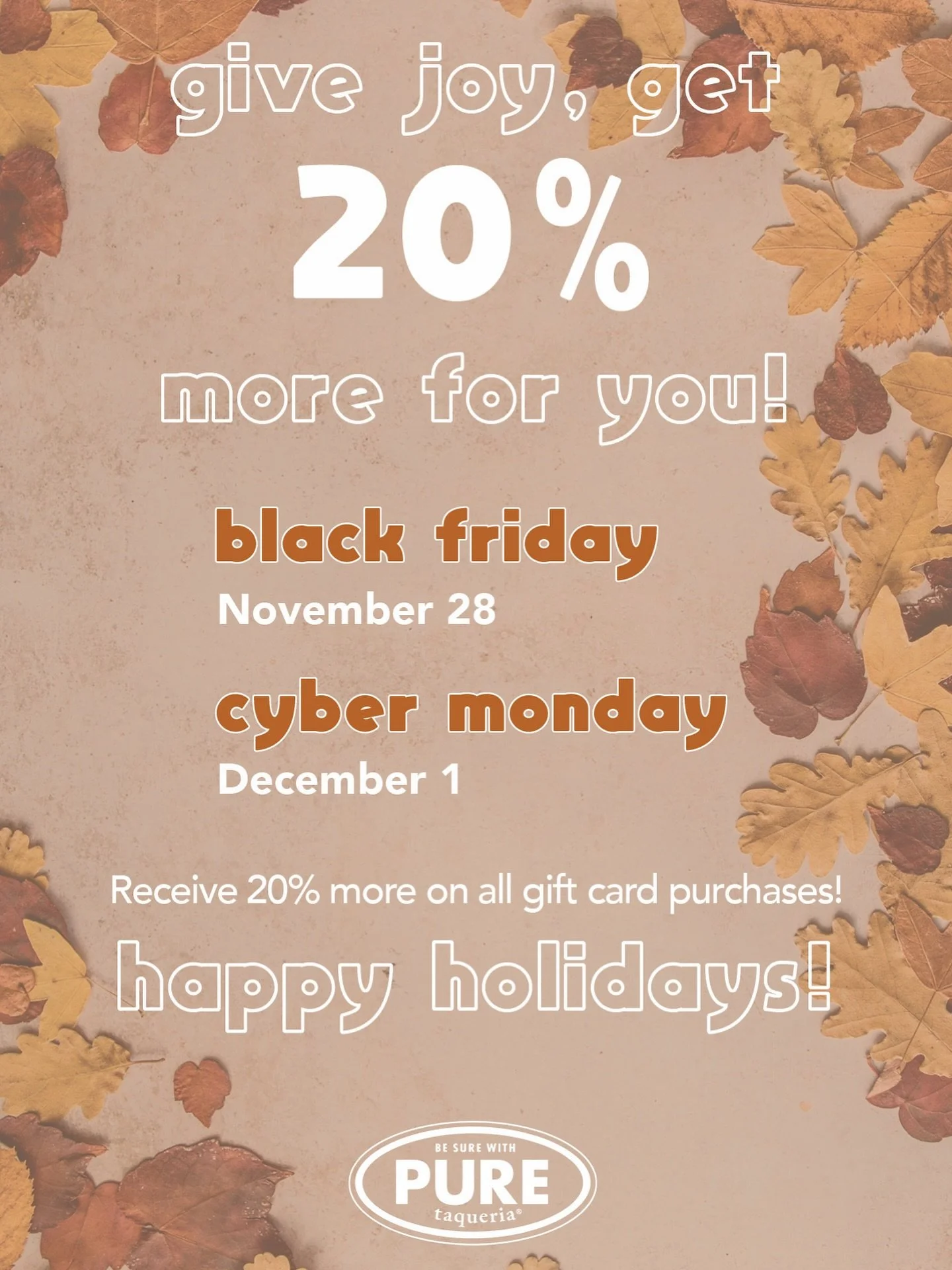 Stumped on what to get your loved ones this holiday season? We&rsquo;ve got you.🍋&zwj;🟩

Mark your calendars for our Black Friday and Cyber Monday deal this year!

Receive 20% more on all gift card purchases in store or online (click the link in ou