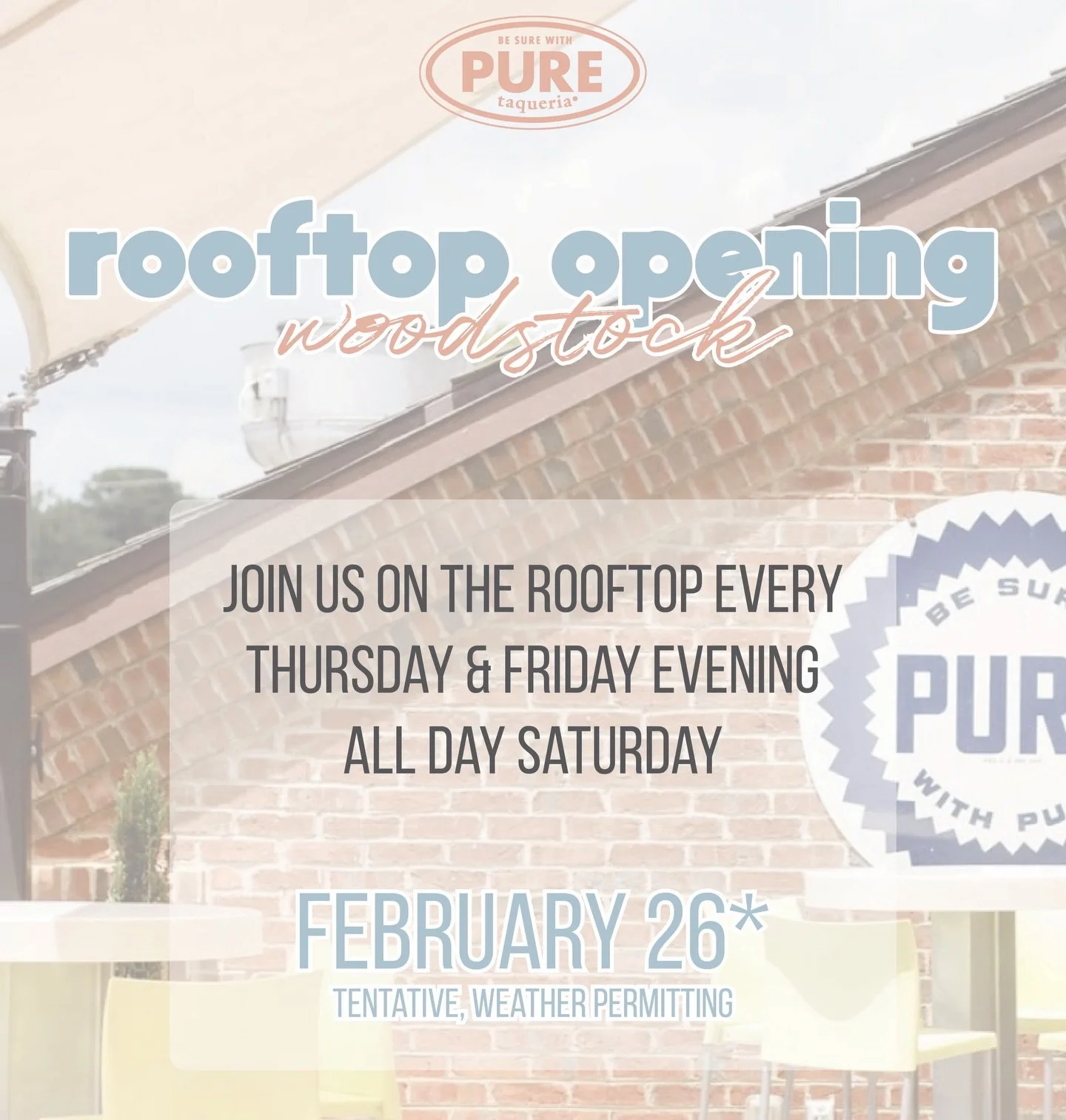 Woodstock, it&rsquo;s that time of year again&hellip; and we&rsquo;re so excited!🍋&zwj;🟩✨🤸

Weather permitting, our rooftop reopens:
Thursday: 5-10pm 
Friday: 5-11:45pm 
Saturday: Open all day until 11:45pm
Sunday: TBD

See you upstairs!☺️