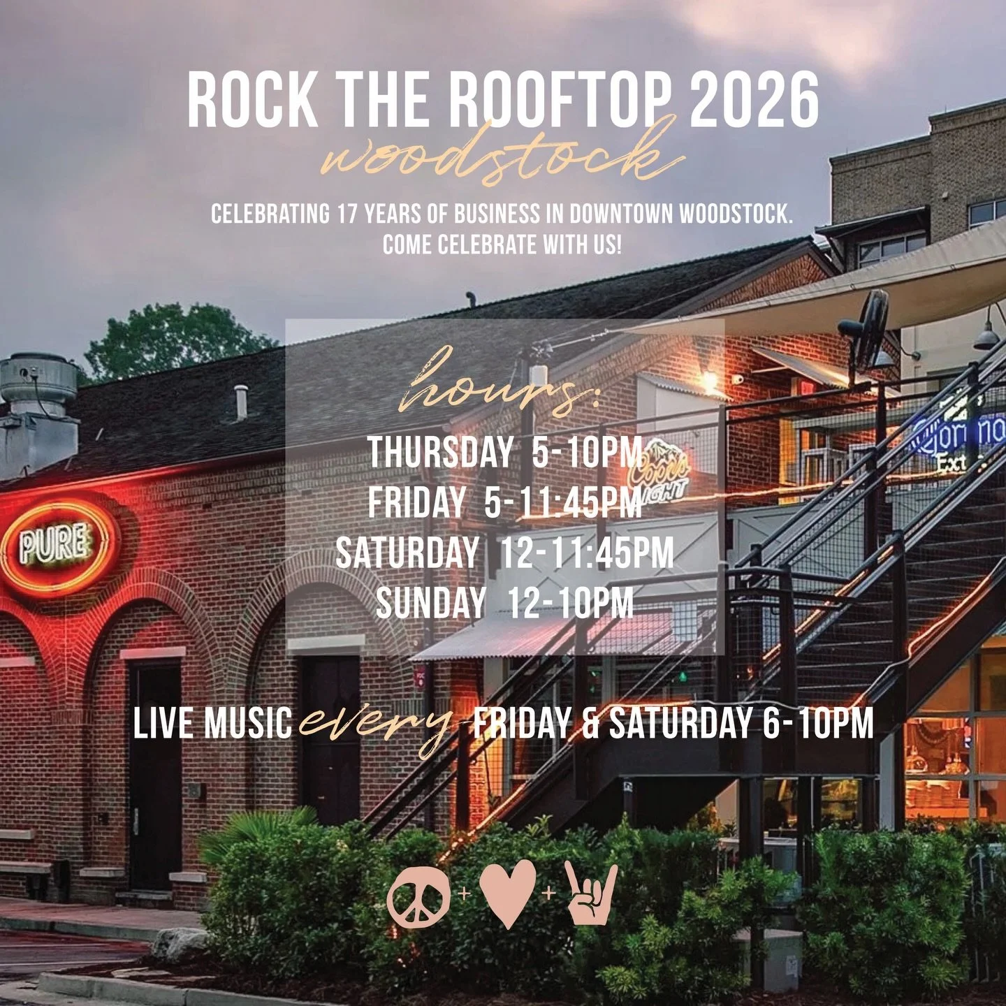 Woodstock, it&rsquo;s finally here!✨🍋&zwj;🟩

Our rooftop is officially open tonight and we&rsquo;re ready to rock. See you upstairs!
