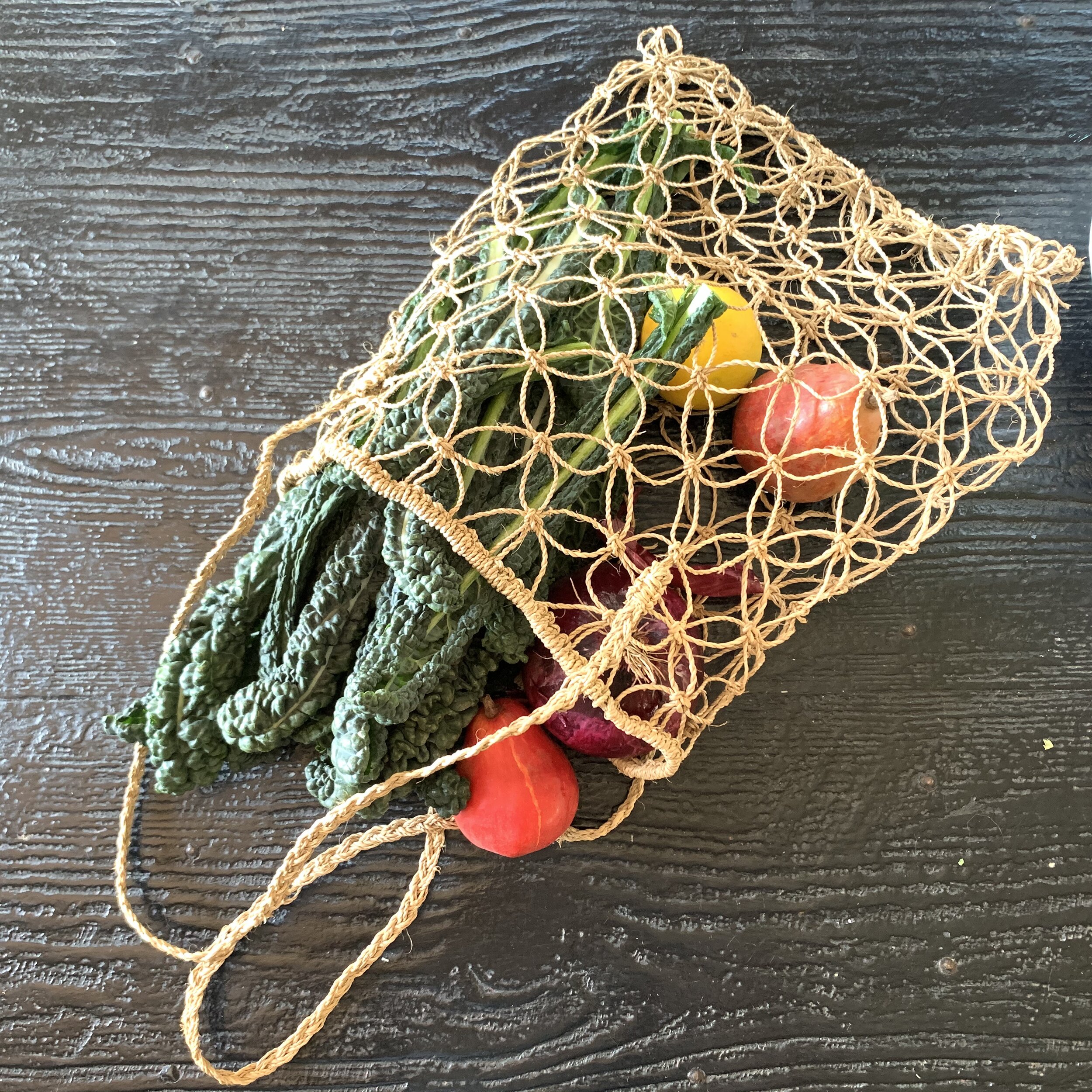Woven hemp produce bag
