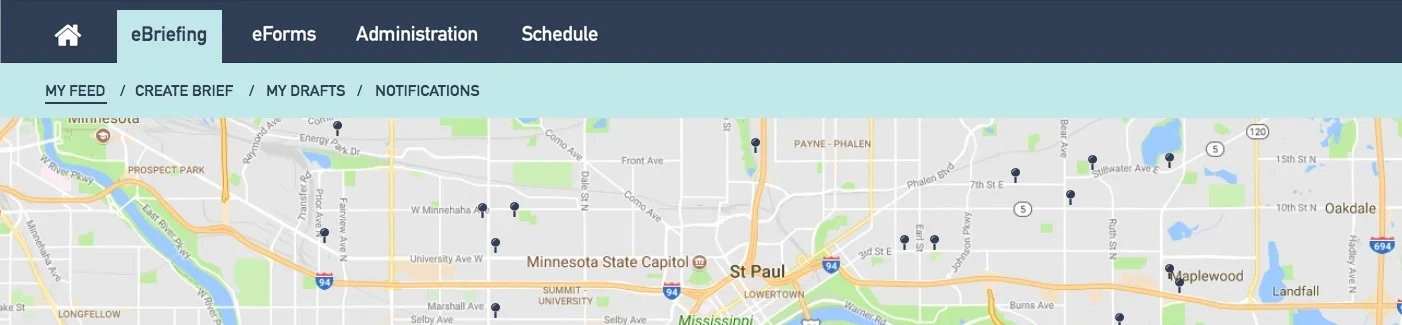 The interactive map from our prototype.