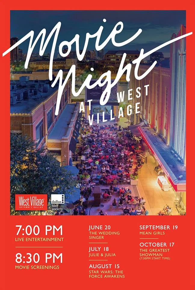 The wildly popular West Village Movie Night is back, with outdoor screenings of family friendly flicks for the best possible price: zero dollars. Every third Wednesday night, grab some folding chairs or a blanket and head to the stretch between Mi Cocina and the Landmark's Magnolia Theatre . There you can buy some snacks or even a to-go meal from West Village’s array of restaurants, or sip a glass of wine from CRÚ Food & Wine Bar - West Village or a Mambo Taxi from Mi Cocina. Come early, and you might be lucky enough to snag a patio table at Taco Diner , CRÚ Food & Wine Bar - West Village , MidiCi The Neapolitan Pizza Company , or Mi Cocina. Each movie starts at 8:30 pm, with the exception of The Greatest Showman, which begins at 7:30 pm. But before the opening sequences appear, live musicians, and DJs are performing starting at 7 pm.