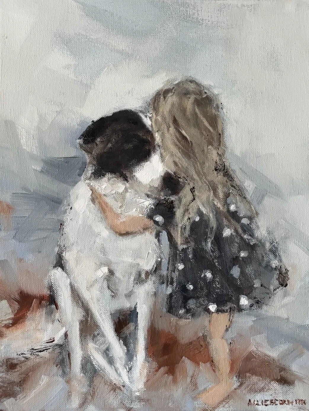 Allie Beckwith oil painting girl and dog .jpg
