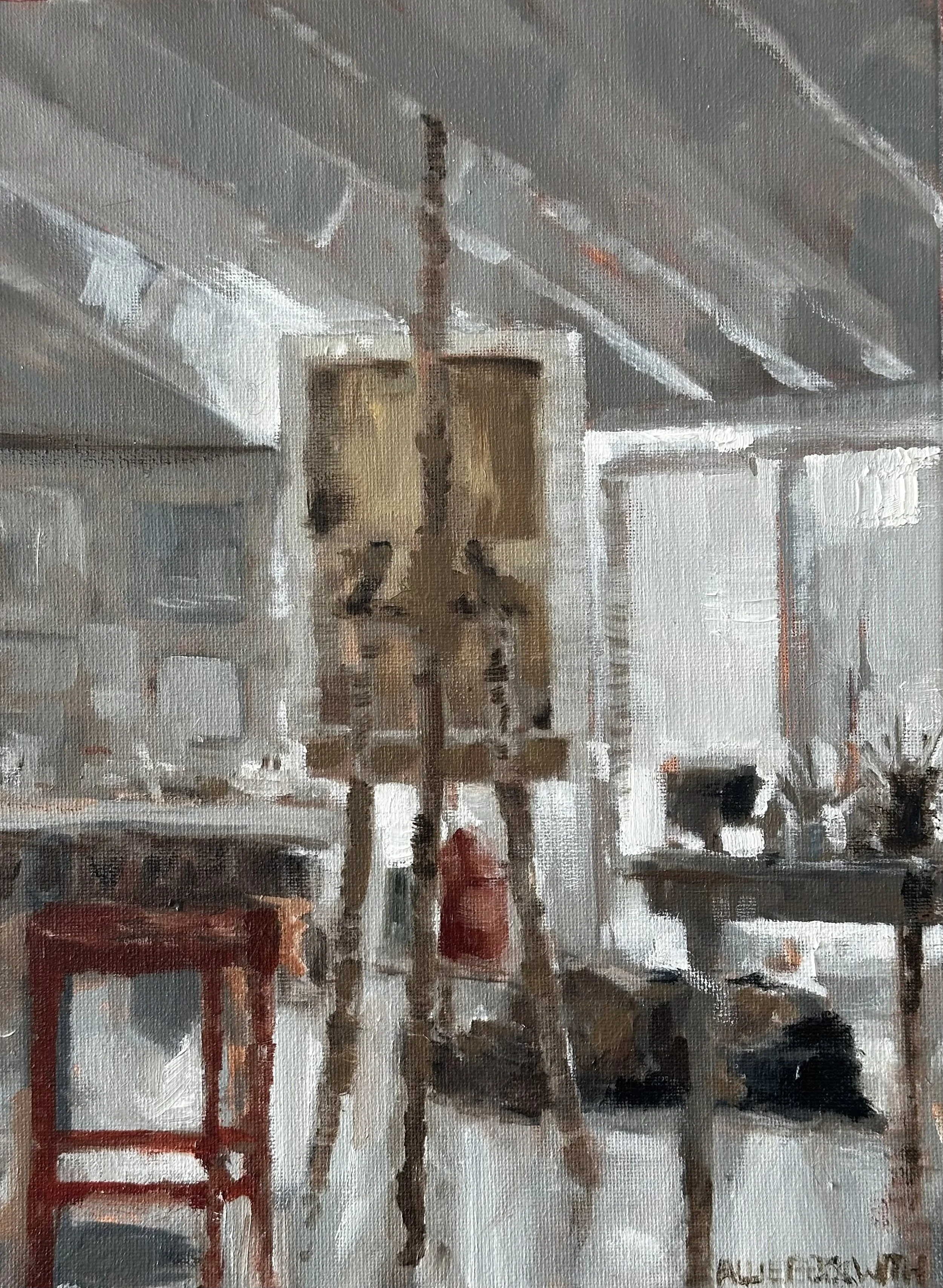 Allie Beckwith in studio oil painting with mason .jpg