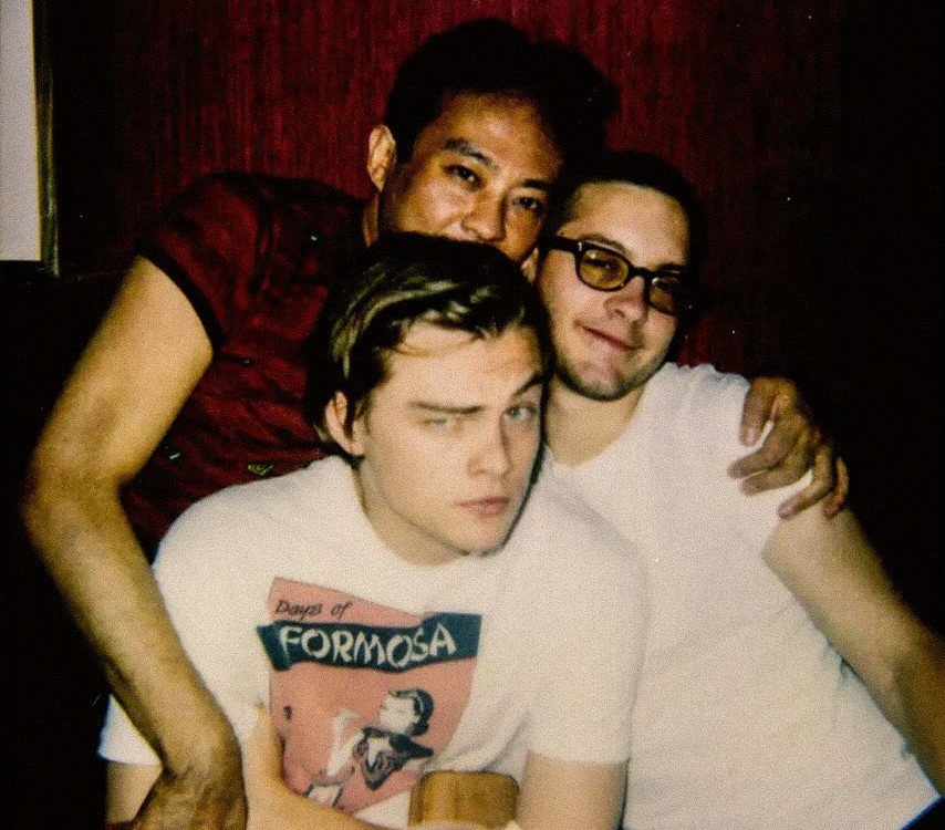 Leonardo DiCaprio, Tobey Maguire, and their friend at The Formosa Cafe in West Hollywood.