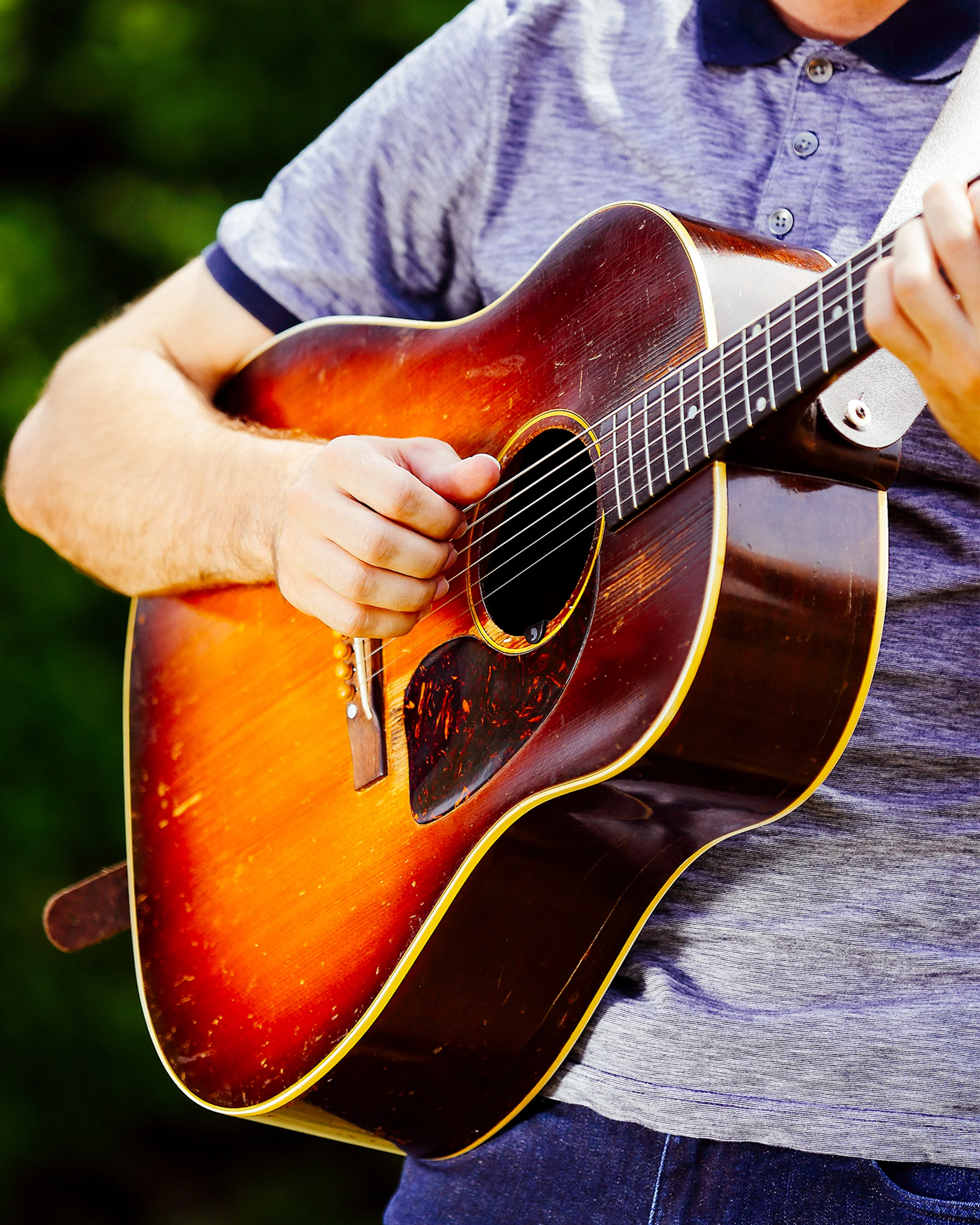 A 1949 Gibson J45. “It doesn’t have a standard sound… Apparently the thing was beaten to hell at one point. The entire back was replaced with mahogany and the sides remained rosewood so it sounds different than any other J45. And because it’s so old, this one has a certain resonance that rings out because the wood has had time to open.” - Mike A. #ThisIsMyGuitar