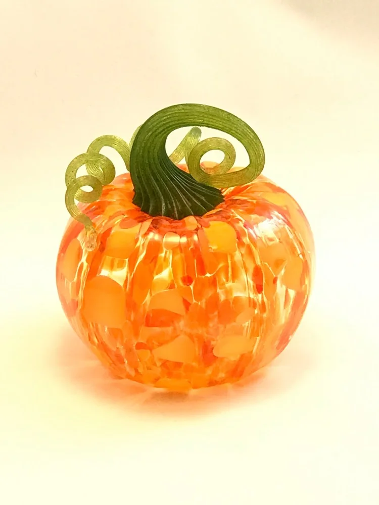 Multi-Orange Pumpkin with Green Stem — St Louisville Glass