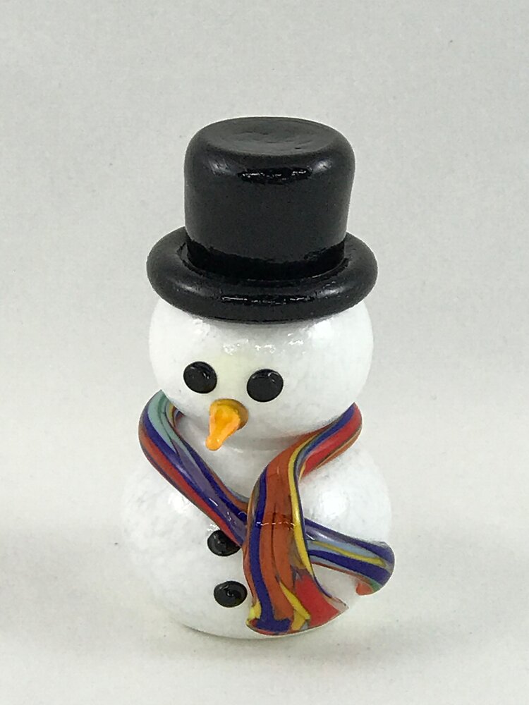 Snowman with Black Top Hat with Multicolored Scarf — St Snowman with Black Top Hat with Multicolored Scarf — St