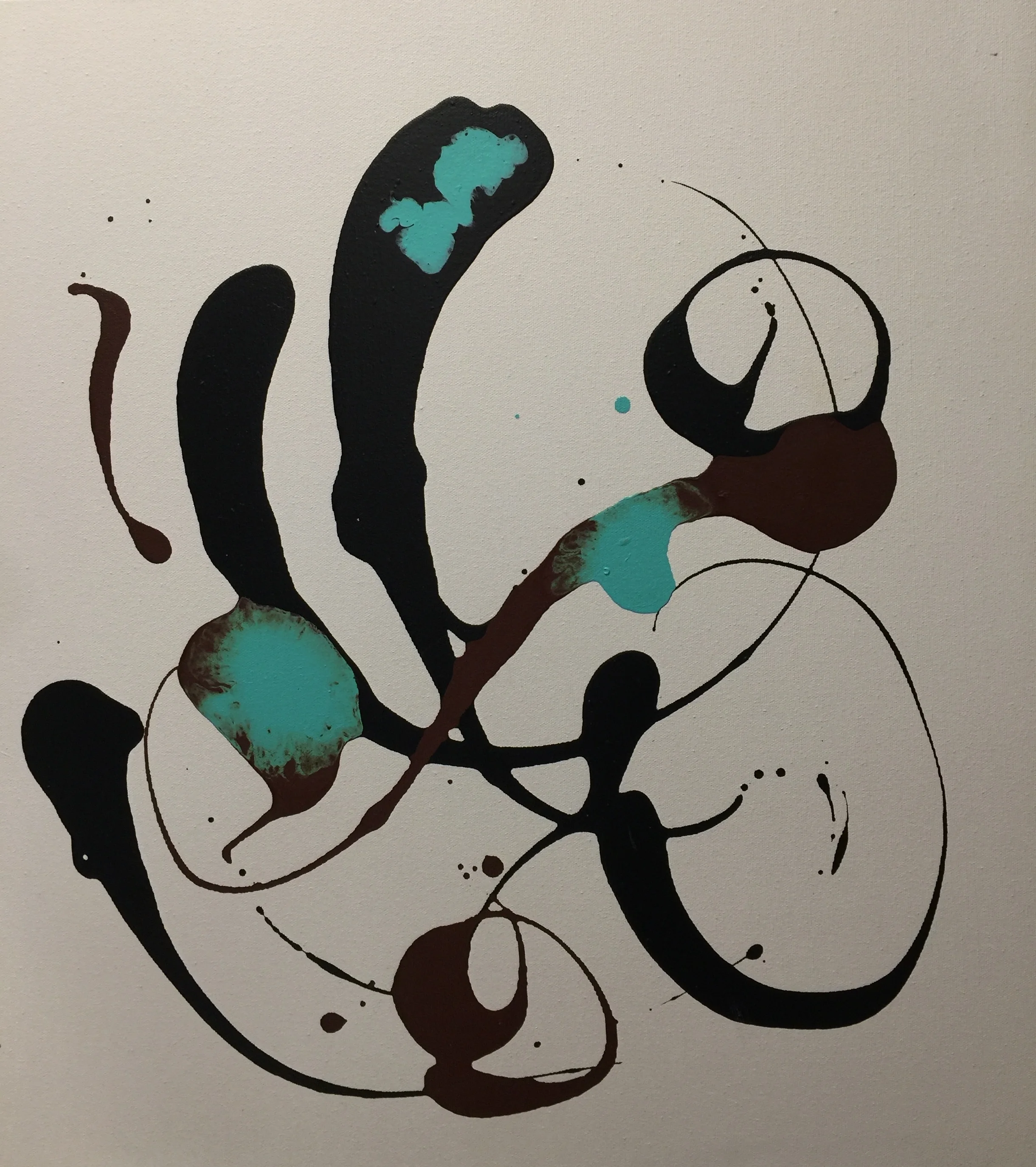 Squiggles with Turquoise 18" X 18" (NFS)